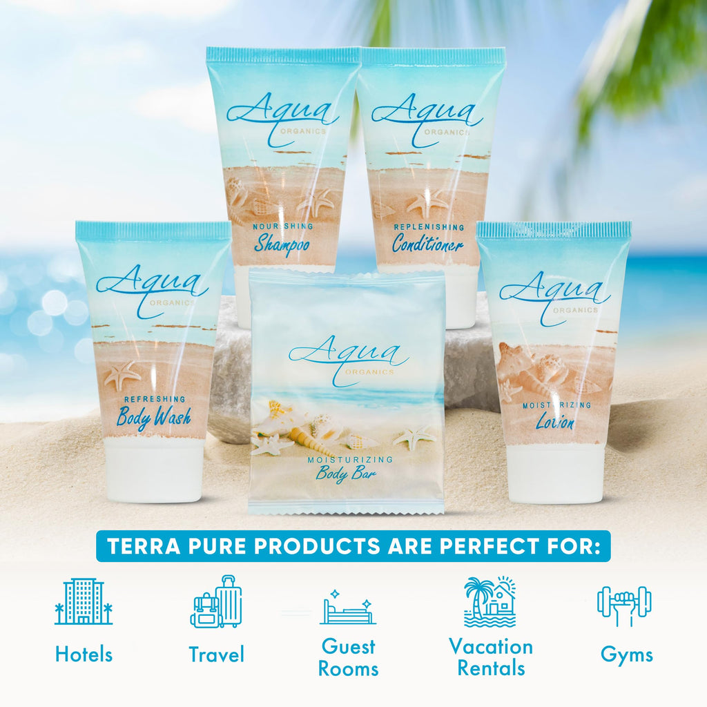 1-Shoppe All-in-Kit Aqua Organics Hotel Toiletries Bulk Set – 300 Pieces, 1oz Travel Sizes