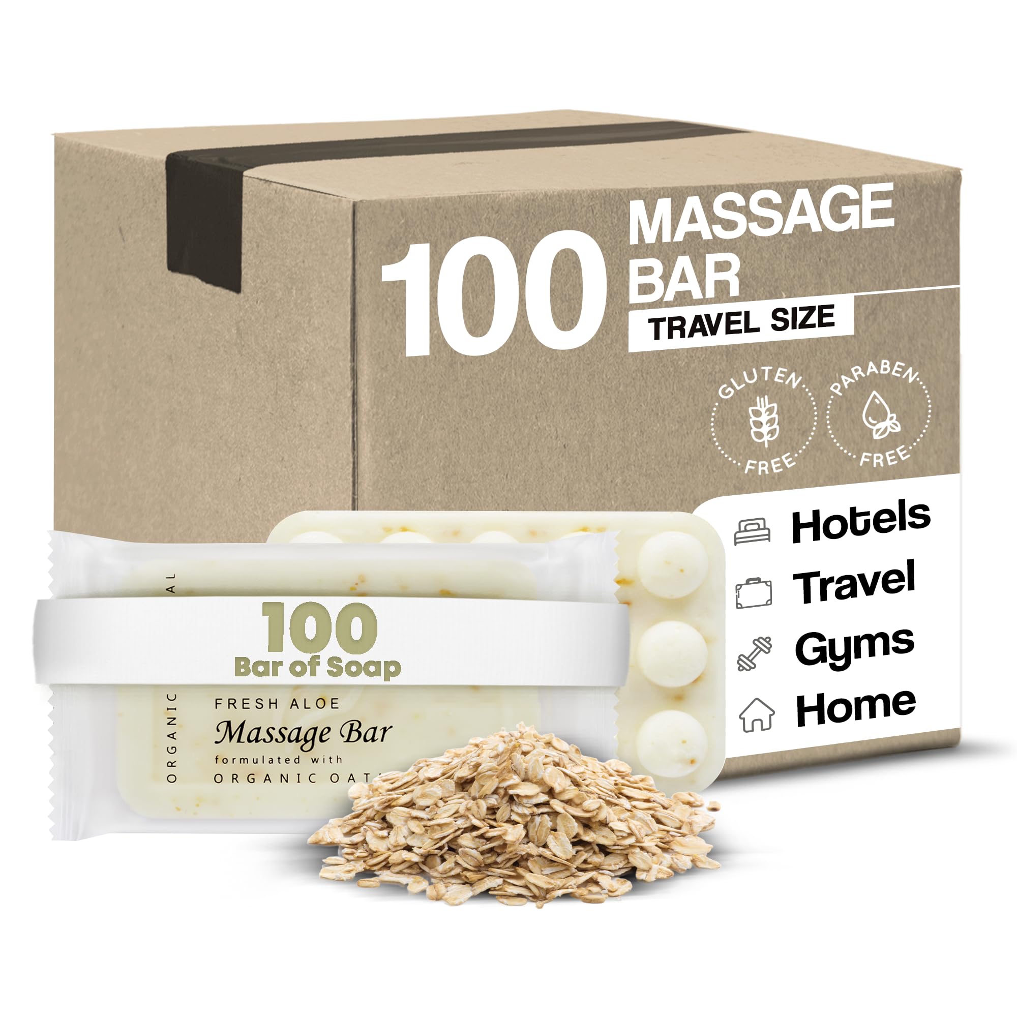1-Shoppe All-in-Kit Travel Size Hotel Bar Soap – 100 Count, Oatmeal & Aloe, Paraben Free
