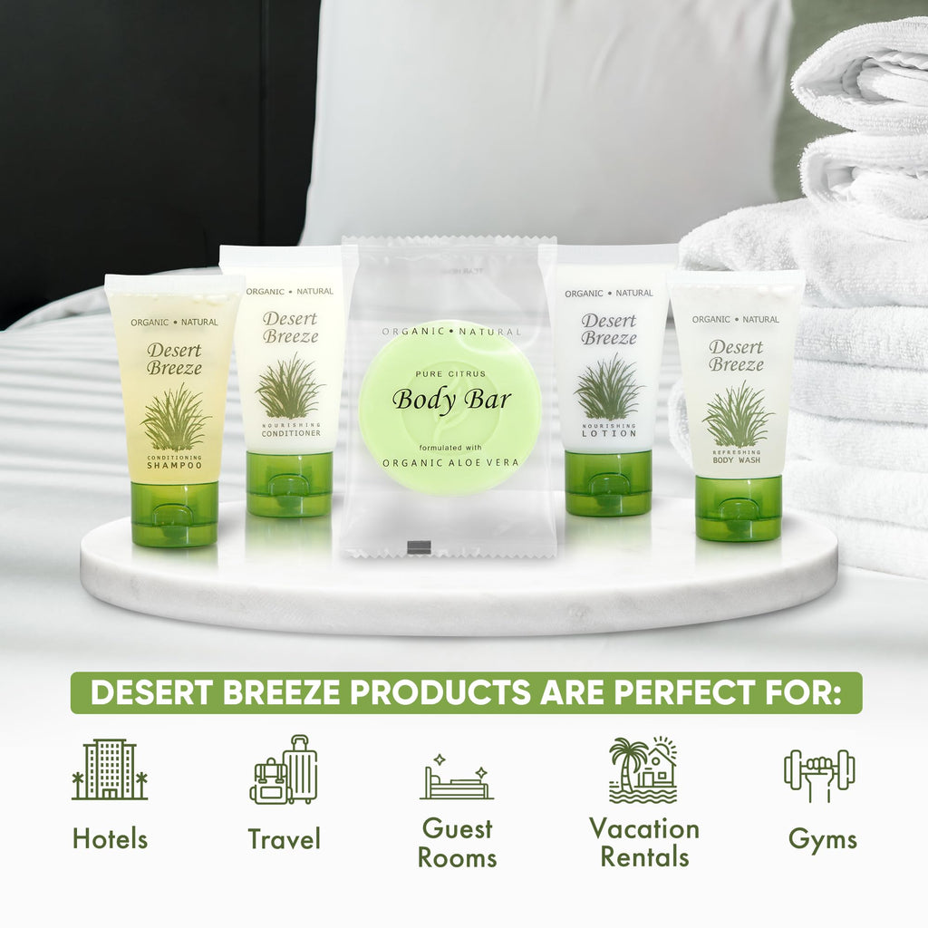 1-Shoppe All-in-Kit Travel Size Hotel Toiletry Set — 300 Count, Paraben Free, Green Tea Lemongrass, Aloe & Olive Oil