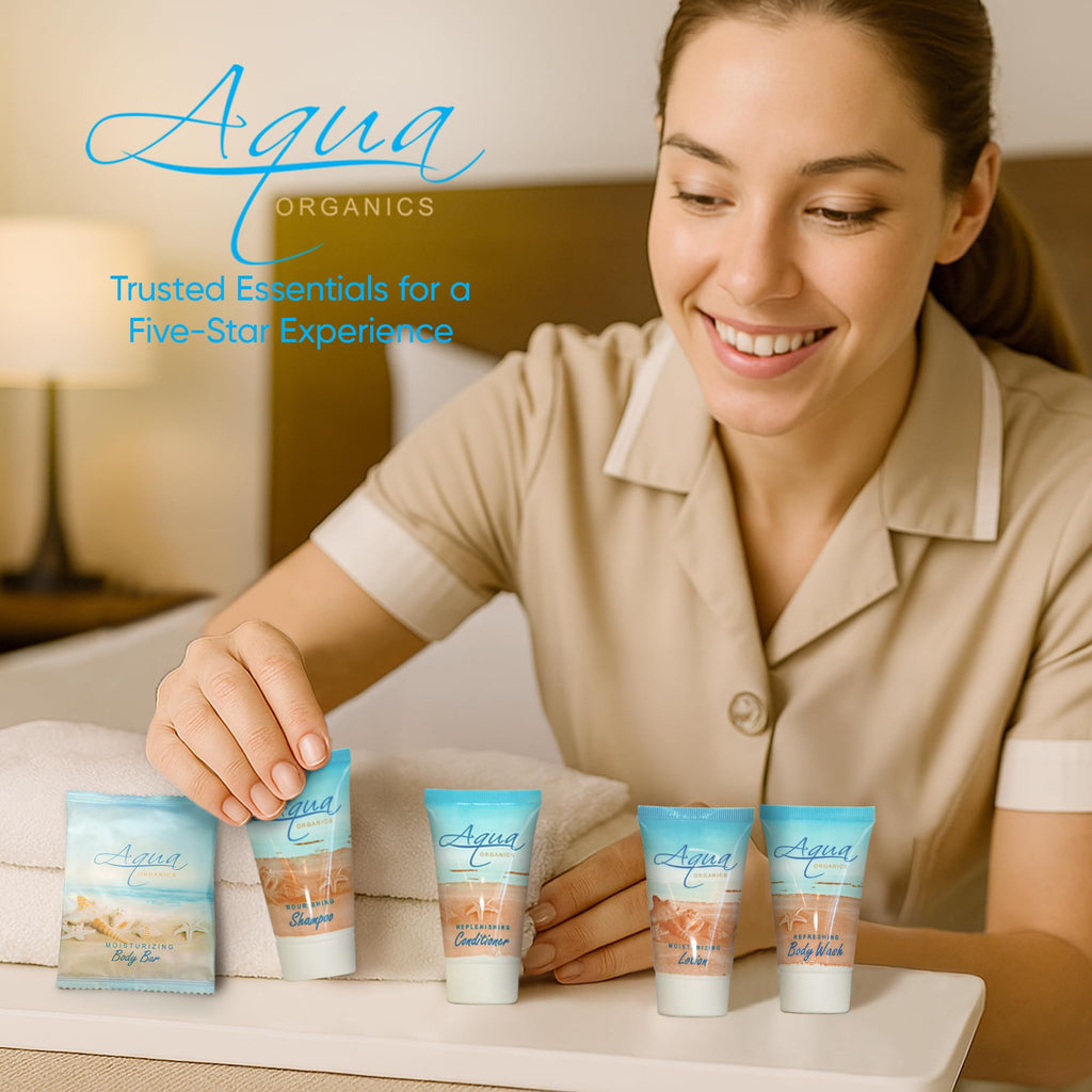 Aqua Organics Hotel Soaps & Toiletries Bulk Set | 1-Shoppe All-in-Kit | Travel-Size 75 Pieces