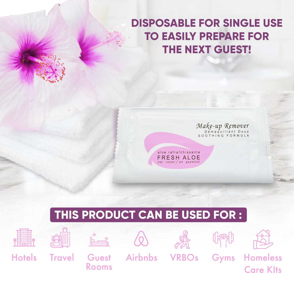 Fresh Aloe Makeup Remover Wipes for Hotels & Rentals (Case of 50) | 1-Shoppe All-in-Kit