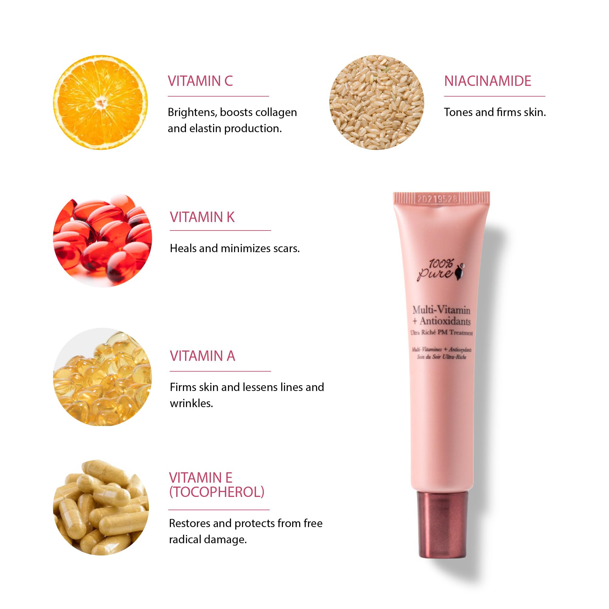 100% PURE Multi-Vitamin + Antioxidants Ultra Rich PM Treatment – Night Cream with Vitamin C & Retinol