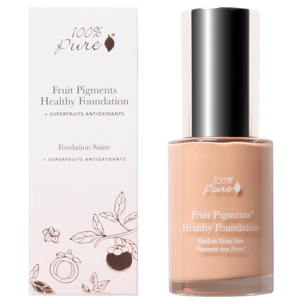 100% PURE Healthy Foundation Full Face Coverage Makeup – Liquid Matte, Anti-Aging Benefits, Sand (Light Medium with Neutral Undertone) – 1 fl oz