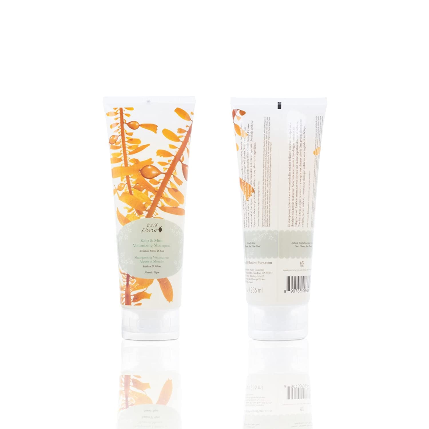 100% PURE Kelp & Mint Volumizing Shampoo – Purifying Hydration & Deep Detox, Sulfate Free