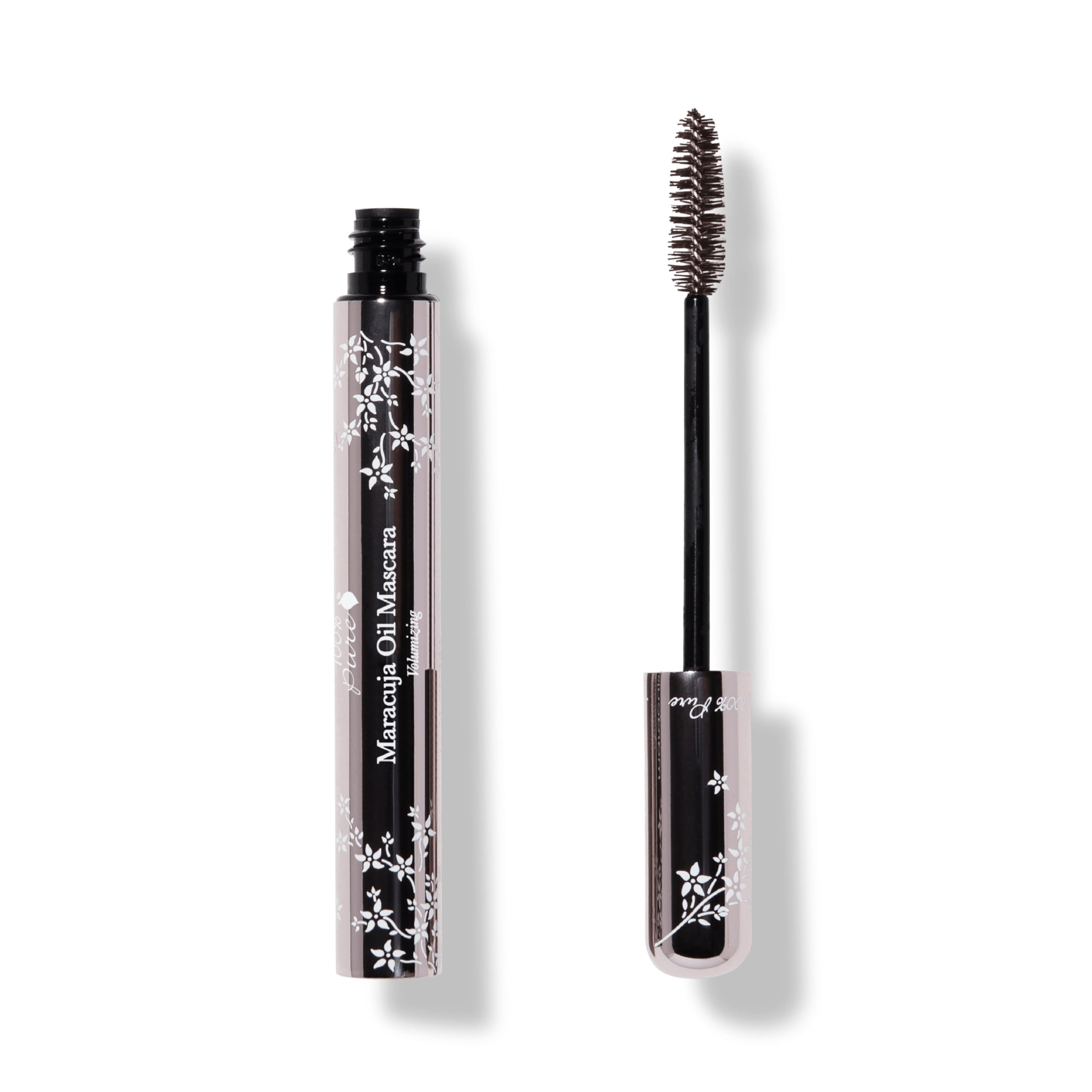 100% PURE Maracuja Oil Mascara – Dramatic Volume & Length, Natural Fruit Pigments, Vegan, Dark Chocolate, 0.35 oz