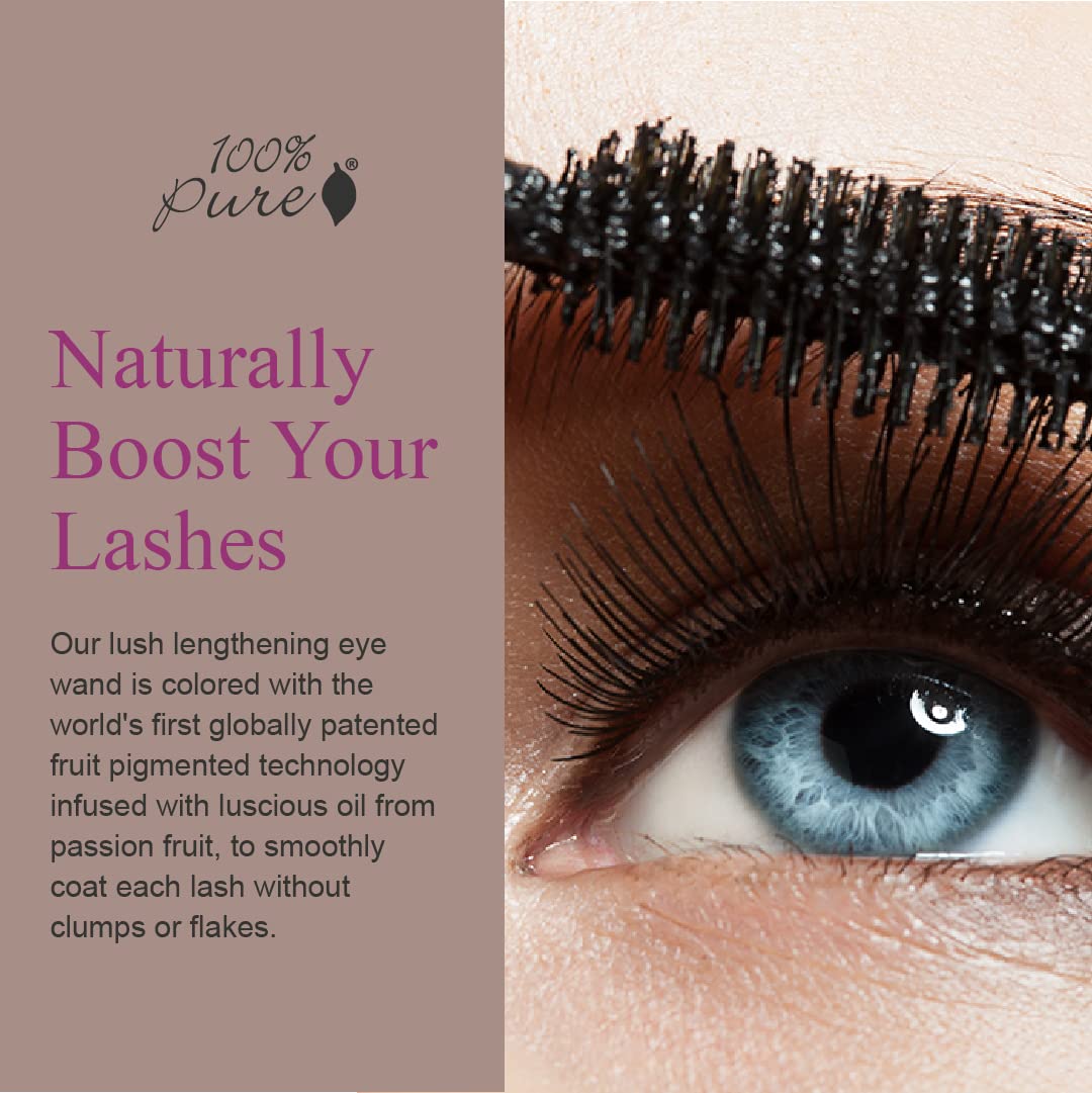 100% PURE Maracuja Oil Mascara – Dramatic Volume & Length, Black Tea, Vegan, 0.35 oz