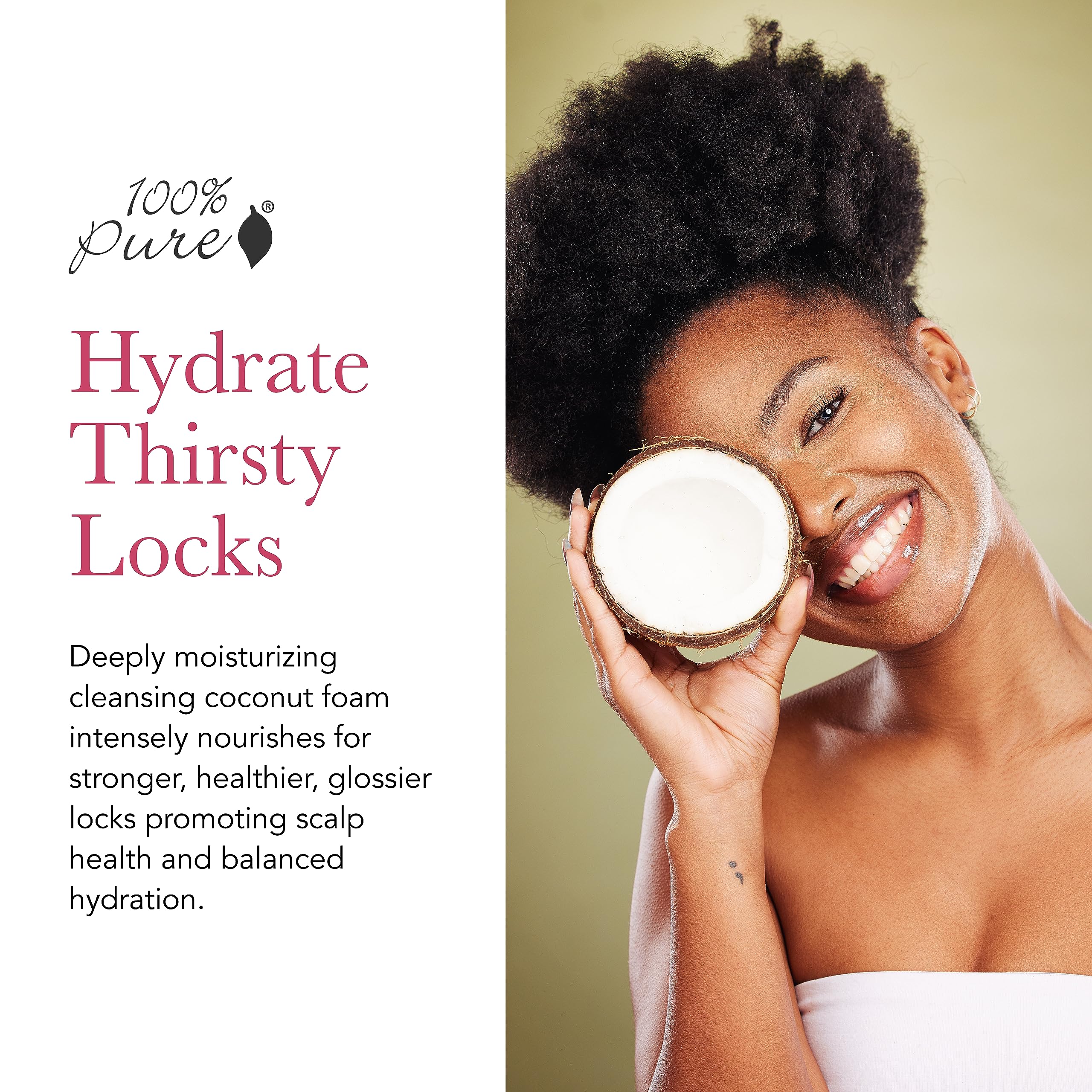 100% PURE Coconut Milk Restorative Shampoo – Hydration, Detangle & Gentle Cleanse | Sulfate-Free 8 fl oz