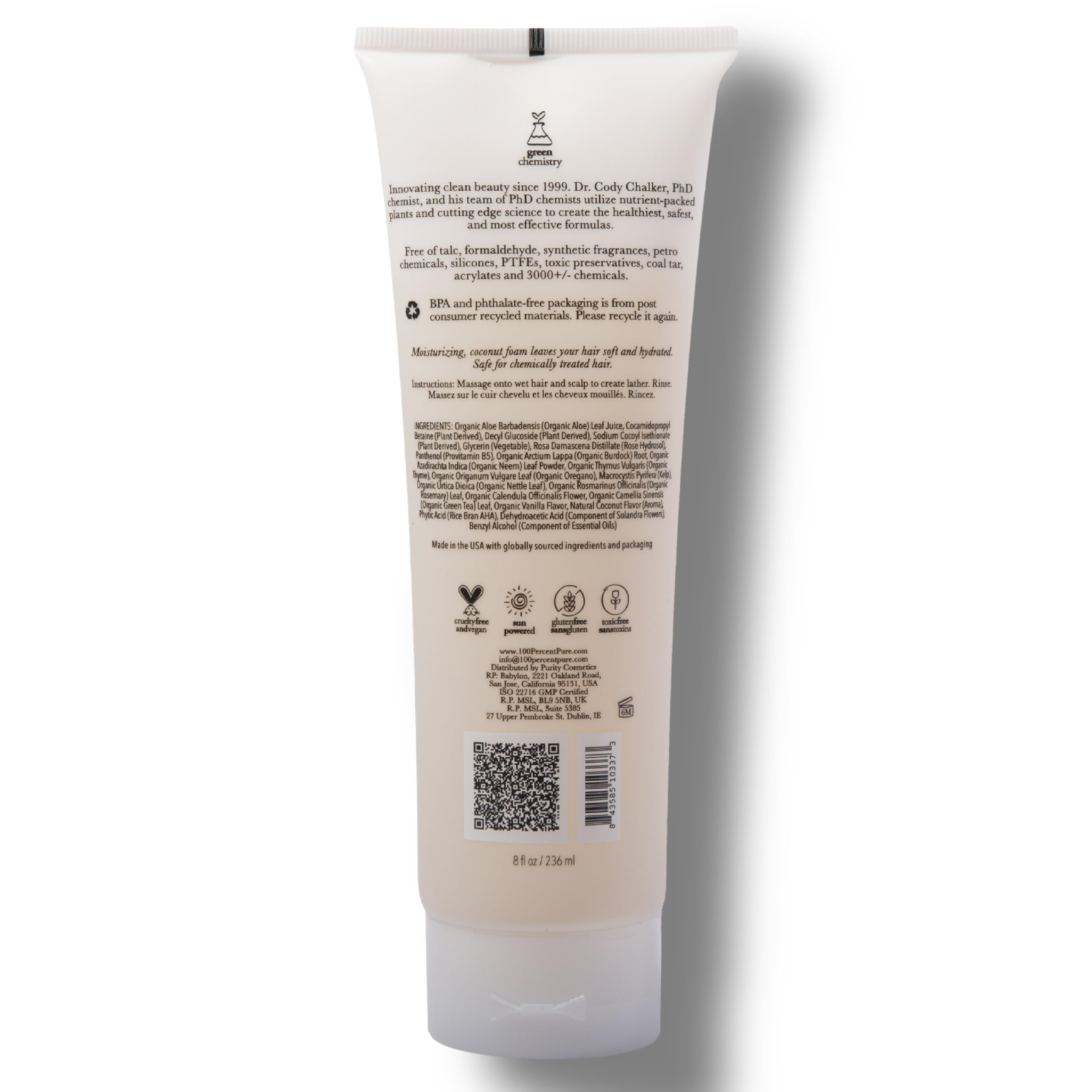 100% PURE Coconut Milk Restorative Shampoo – Hydration, Detangle & Gentle Cleanse | Sulfate-Free 8 fl oz