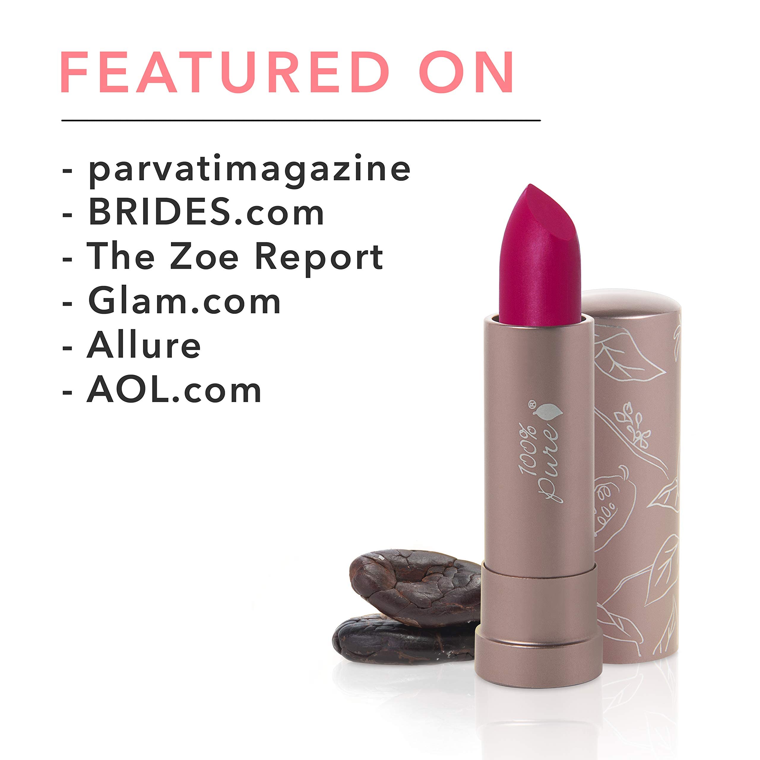 100% PURE Cocoa Butter Matte Lipstick – Marrakesh (Vibrant Fuchsia), 0.15 oz