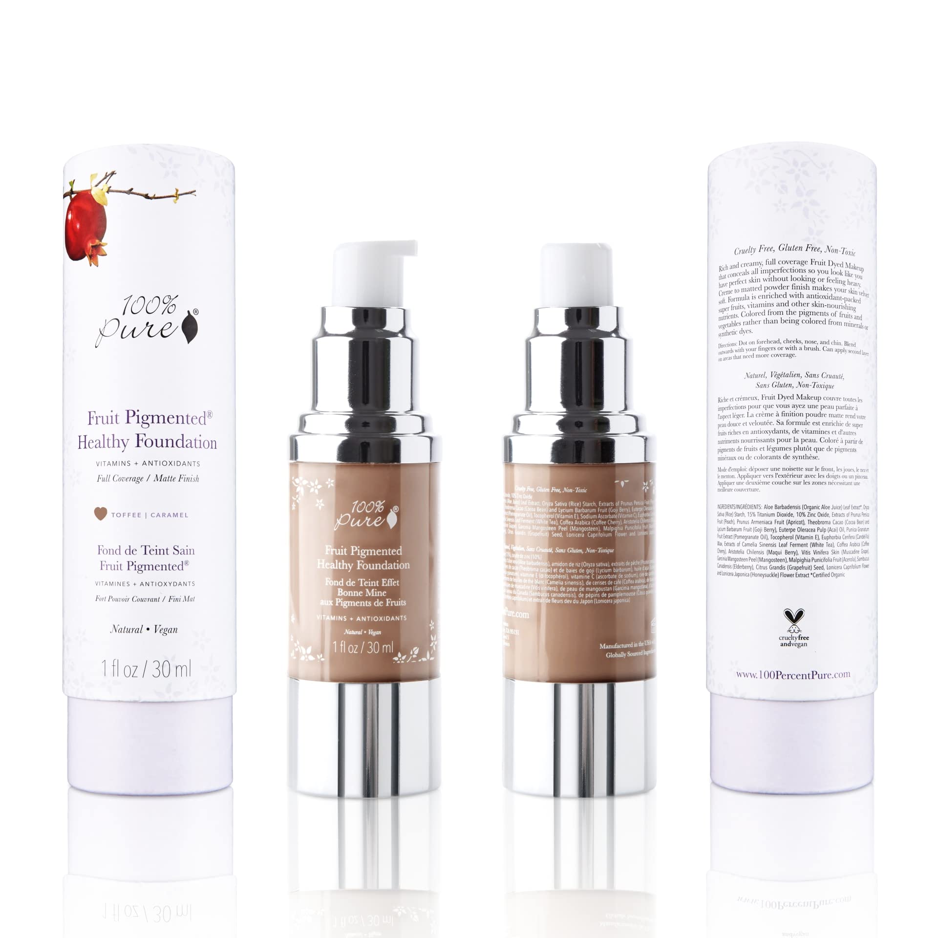 100% PURE Healthy Foundation Full Coverage - Vegan Liquid Matte Toffee Tan