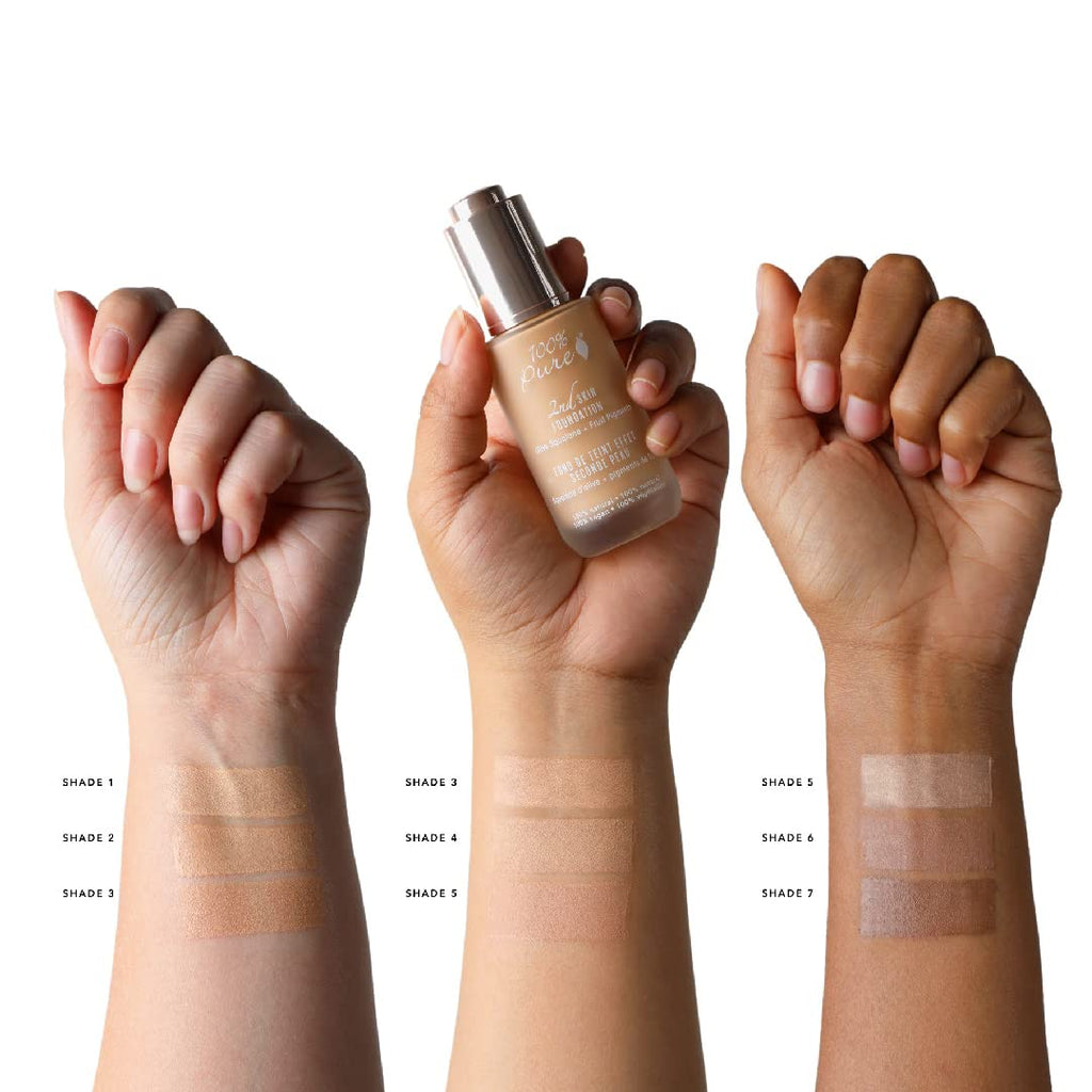 100% PURE 2nd Skin Lightweight Serum Foundation Shade 5 – Neutral Peach Undertone (1.18 Fl Oz) | Vegan, Clean, Hydrating