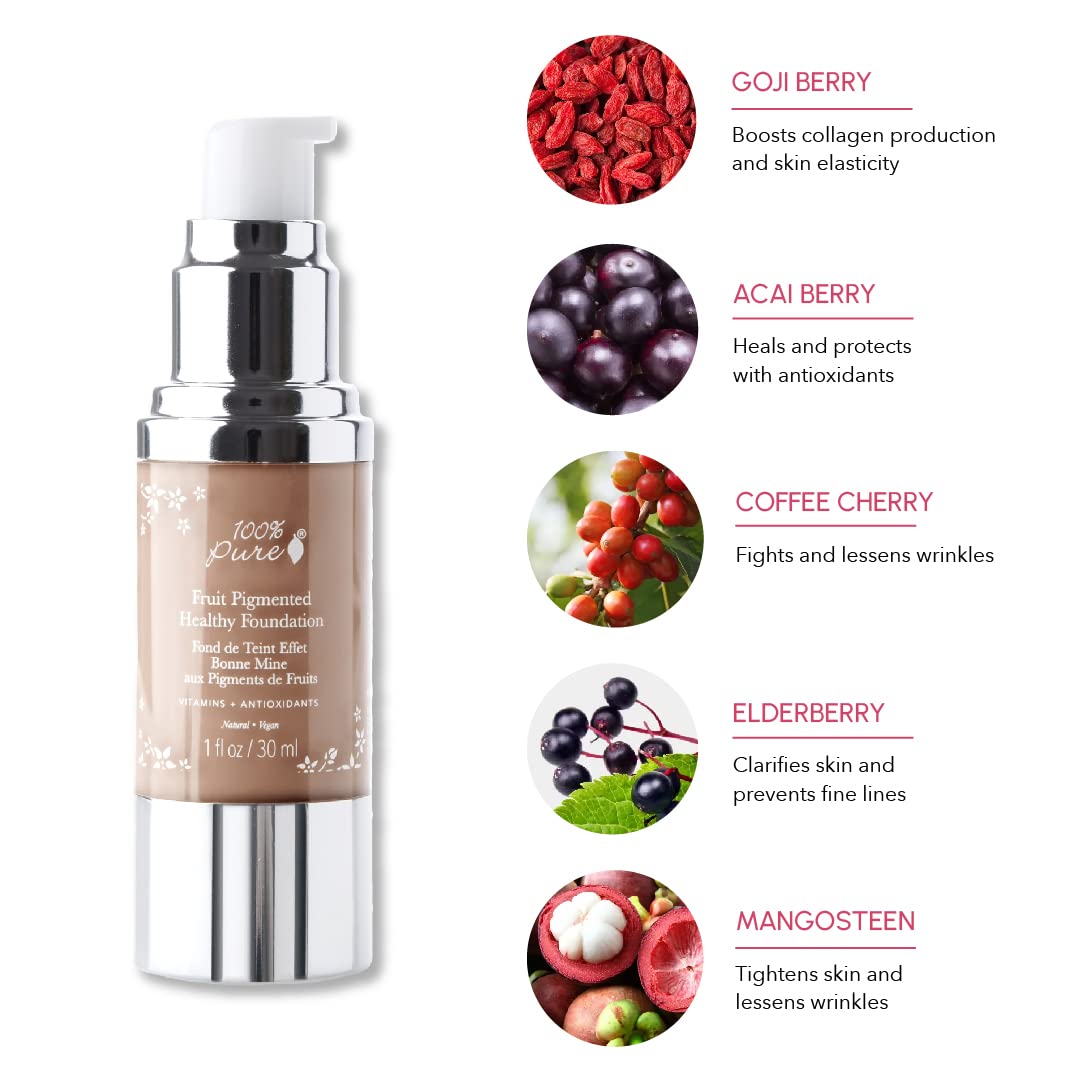 100% PURE Healthy Foundation Full Coverage - Vegan Liquid Matte Toffee Tan