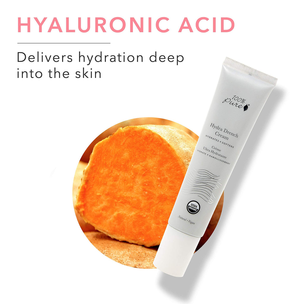 100% PURE Hydra Drench Cream – Daily Moisturizer with Hyaluronic Acid & Rose Water