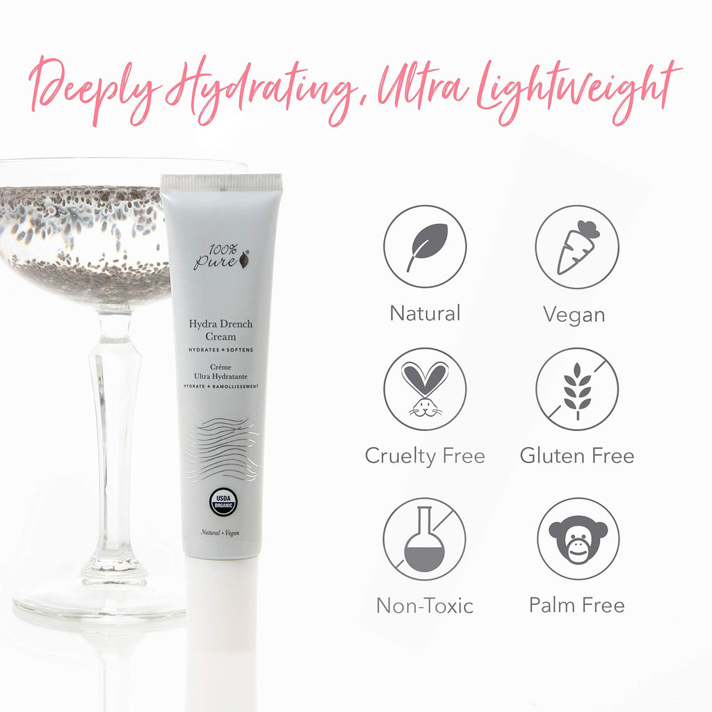 100% PURE Hydra Drench Cream – Daily Moisturizer with Hyaluronic Acid & Rose Water