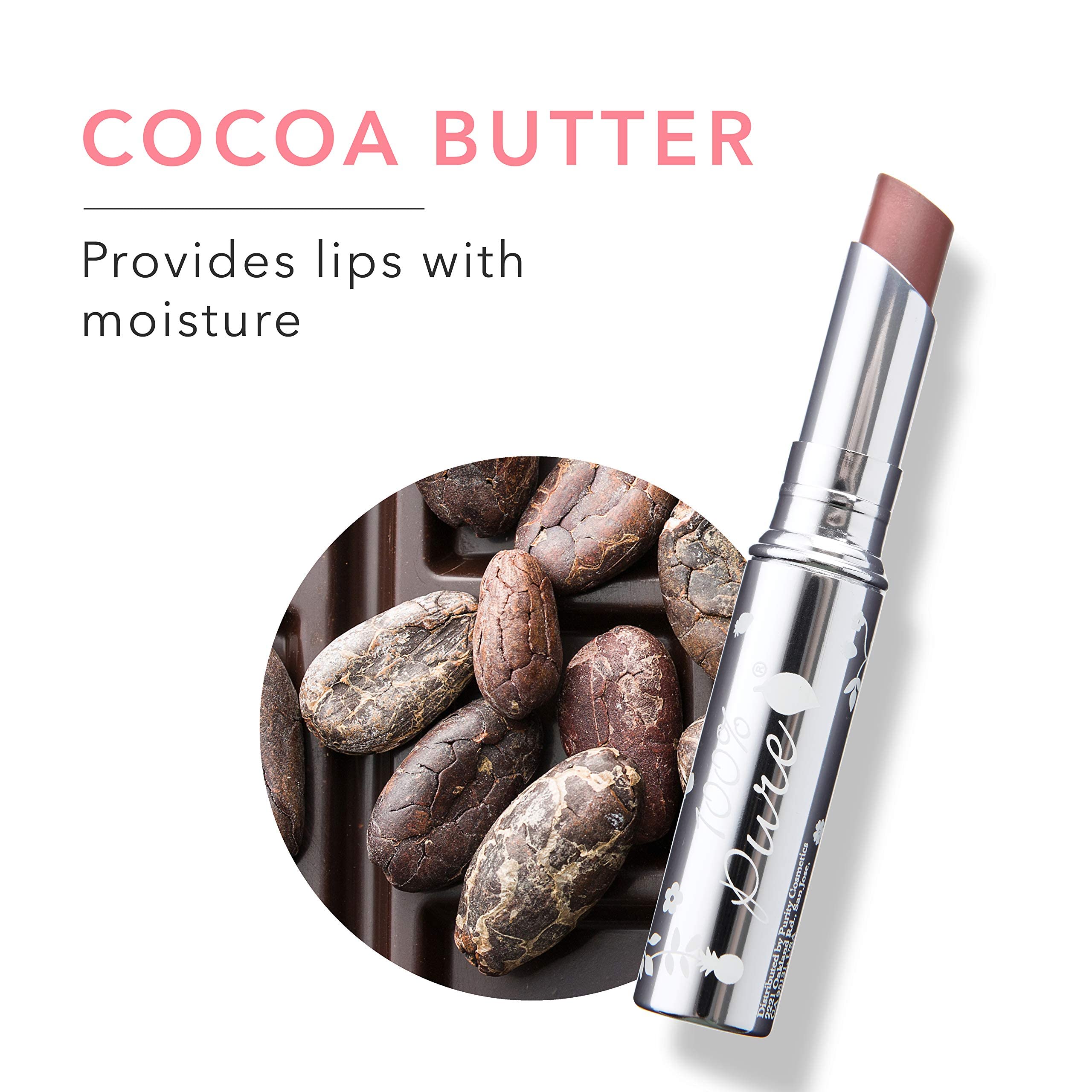 100% PURE Lip Glaze – Sultry Tinted Lip Balm with Cocoa Butter & Vitamin E (Warm Peach Brown)