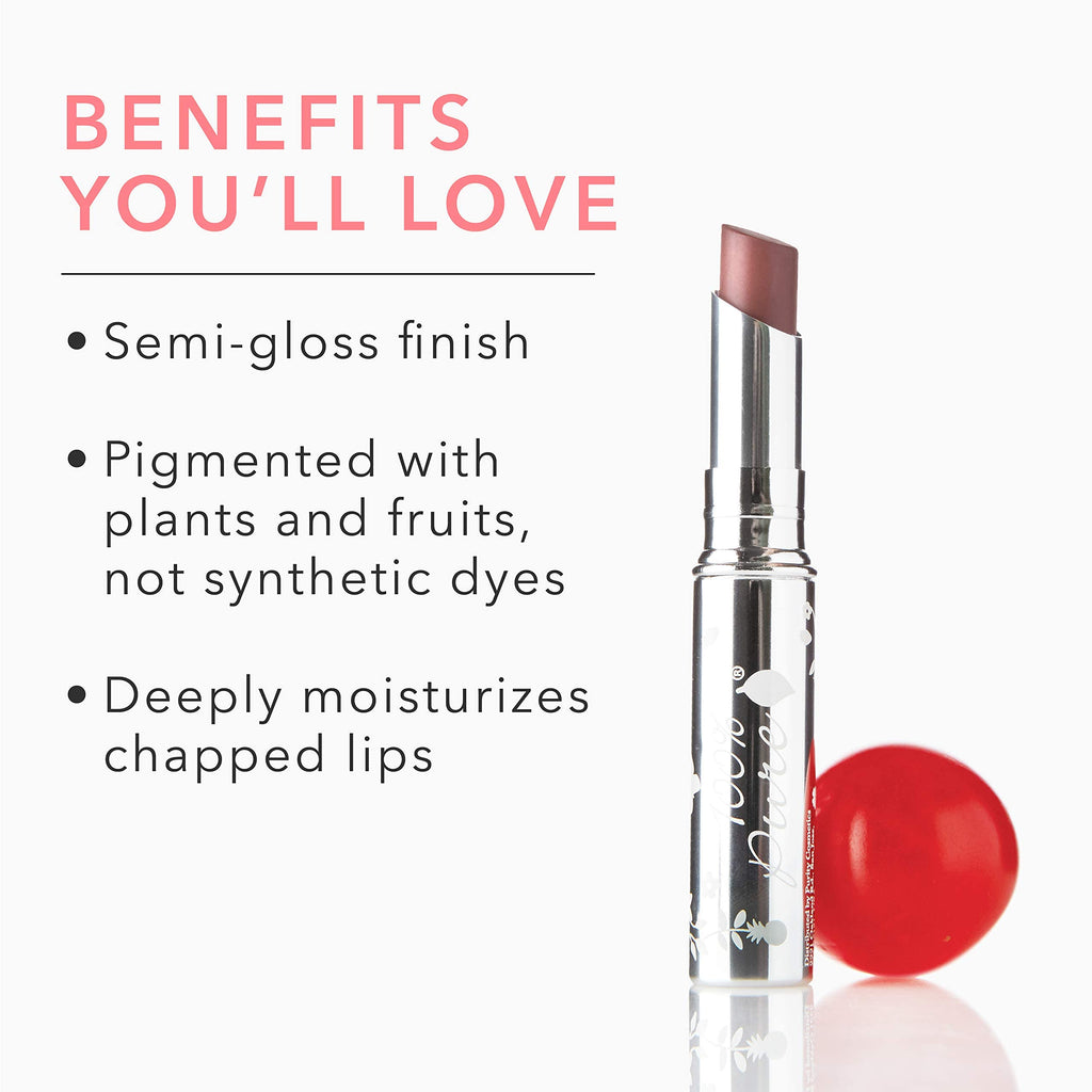 100% PURE Lip Glaze – Sultry Tinted Lip Balm with Cocoa Butter & Vitamin E (Warm Peach Brown)