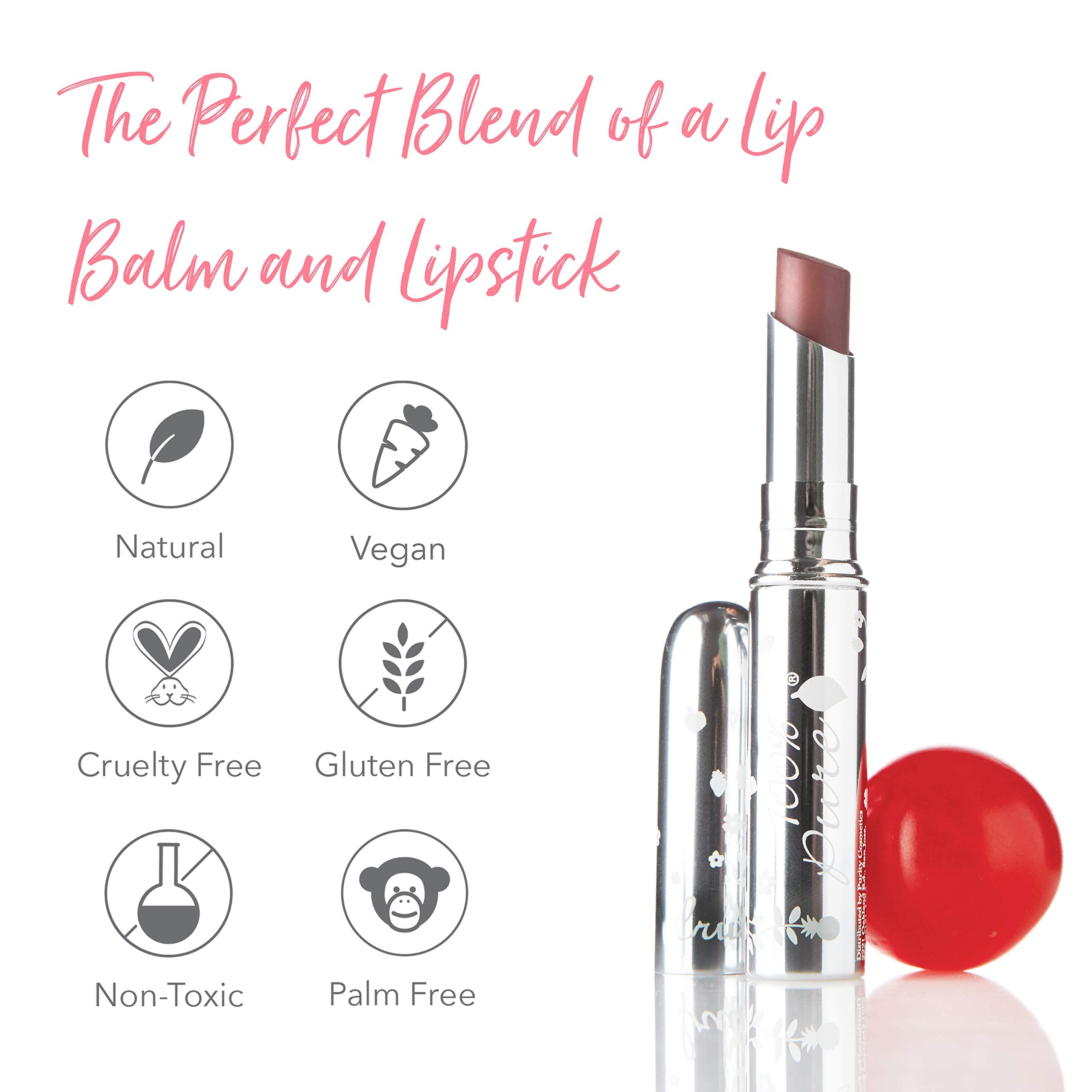 100% PURE Lip Glaze – Sultry Tinted Lip Balm with Cocoa Butter & Vitamin E (Warm Peach Brown)