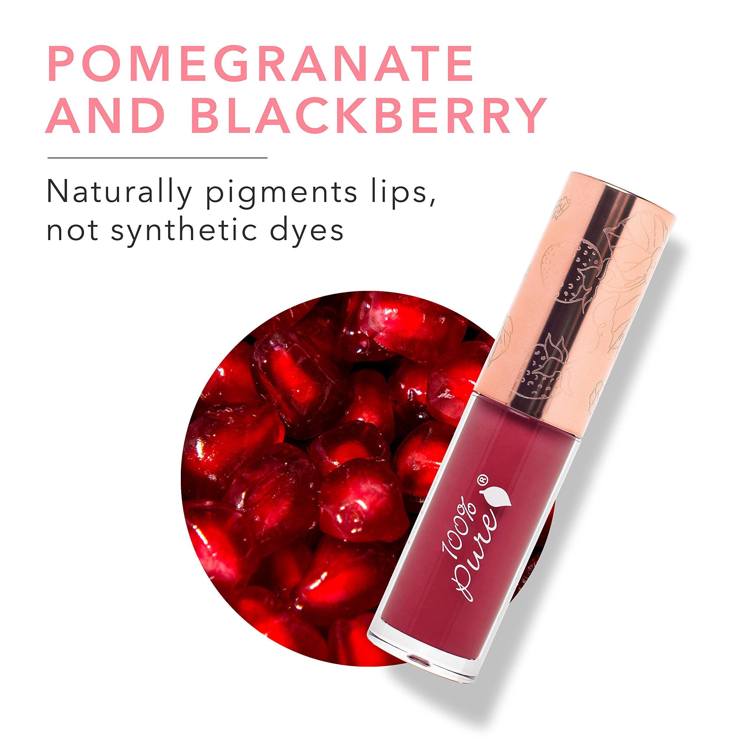 100% Pure Lip Gloss – Pomegranate Wine, Fruit Pigmented, High Shine & Moisturizing