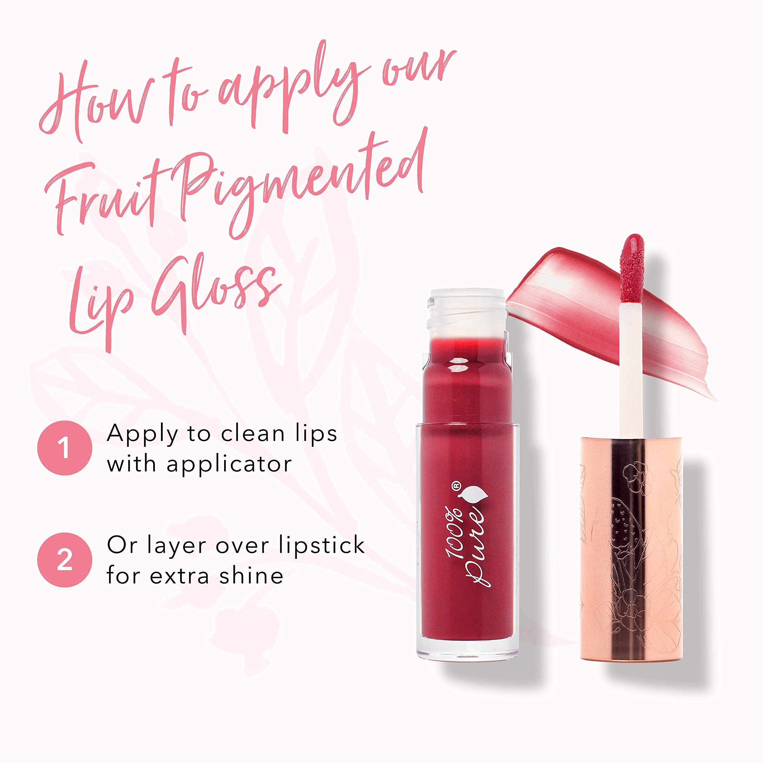 100% Pure Lip Gloss – Pomegranate Wine, Fruit Pigmented, High Shine & Moisturizing