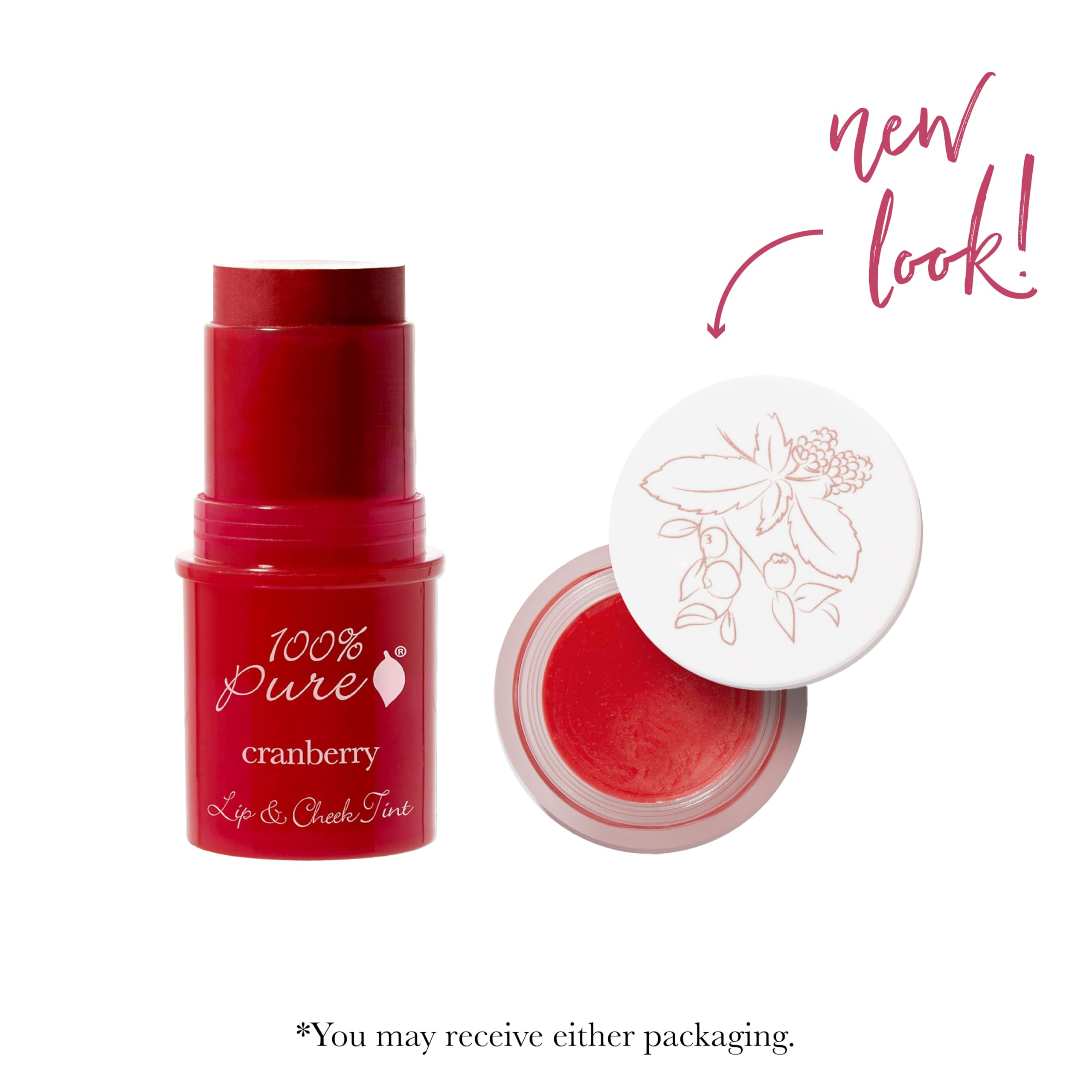 100% PURE Lip & Cheek Tint Cranberry Glow — Natural, Long-Lasting Color