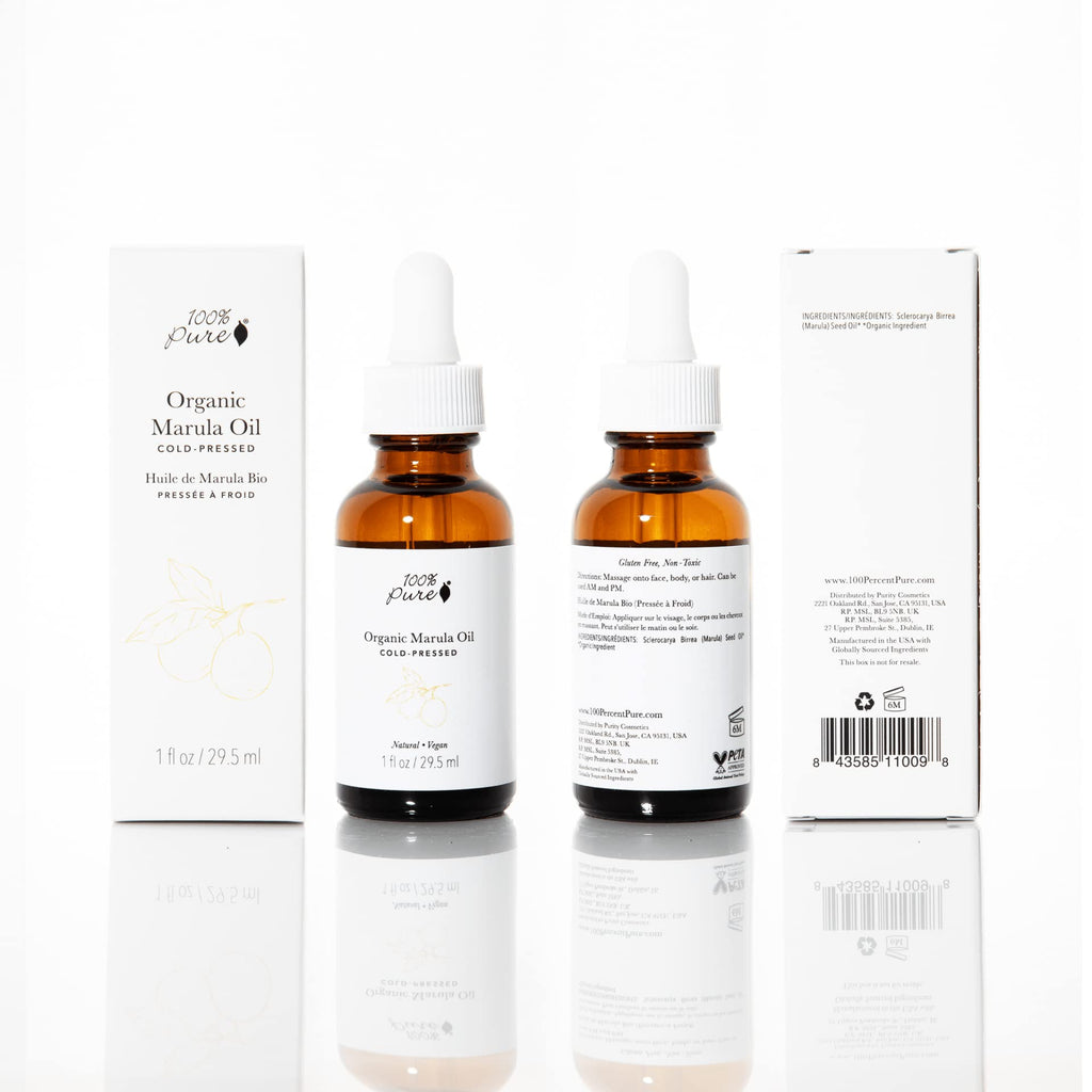 100% PURE Organic Marula Oil – Cold-Pressed Face & Hair Moisturizer, 1oz