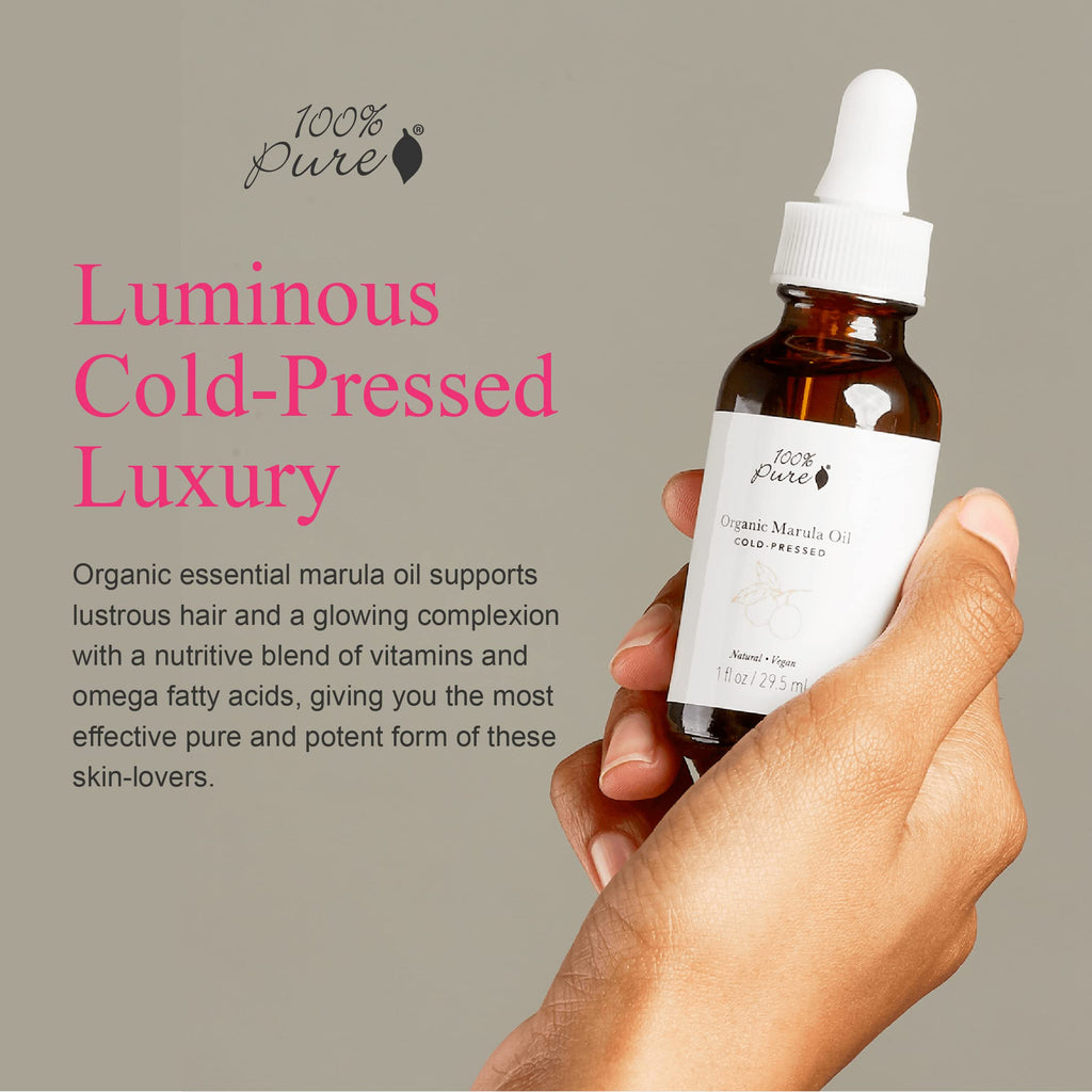 100% PURE Organic Marula Oil – Cold-Pressed Face & Hair Moisturizer, 1oz