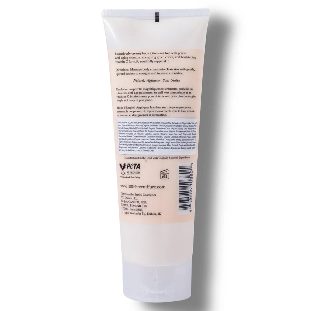 100% PURE Nourishing Body Cream Vanilla Bean – Luxurious Hydration for All Skin Types (8 oz)