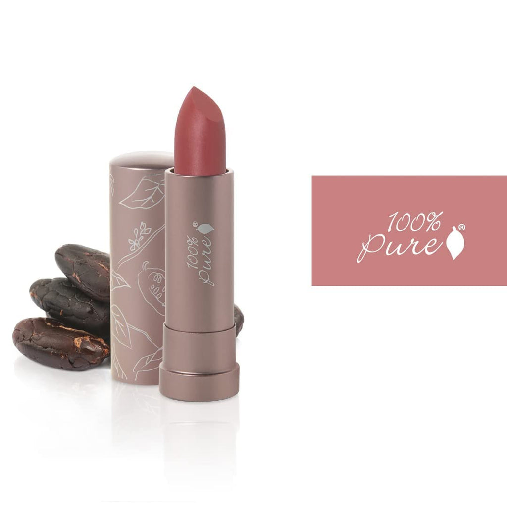 100% PURE Cocoa Butter Matte Lipstick Sahara – Deep Neutral Nude, Vegan Fruit Pigmented, All-Day Moisture