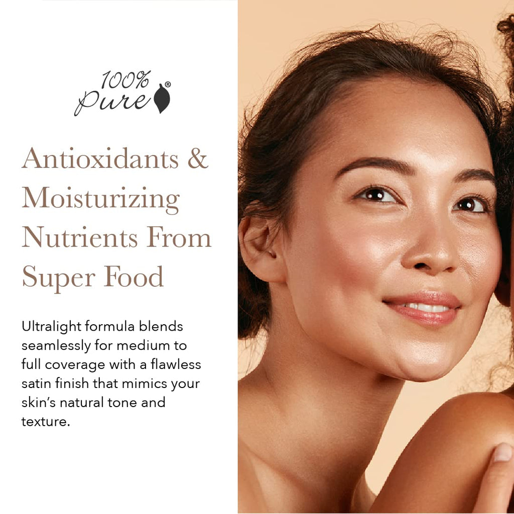 100% PURE 2nd Skin Lightweight Serum Foundation Shade 5 – Neutral Peach Undertone (1.18 Fl Oz) | Vegan, Clean, Hydrating