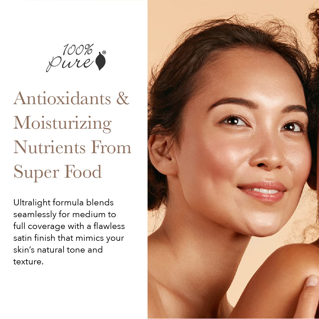 100% PURE 2nd Skin Lightweight Serum Foundation Shade 5 – Neutral Peach Undertone (1.18 Fl Oz) | Vegan, Clean, Hydrating
