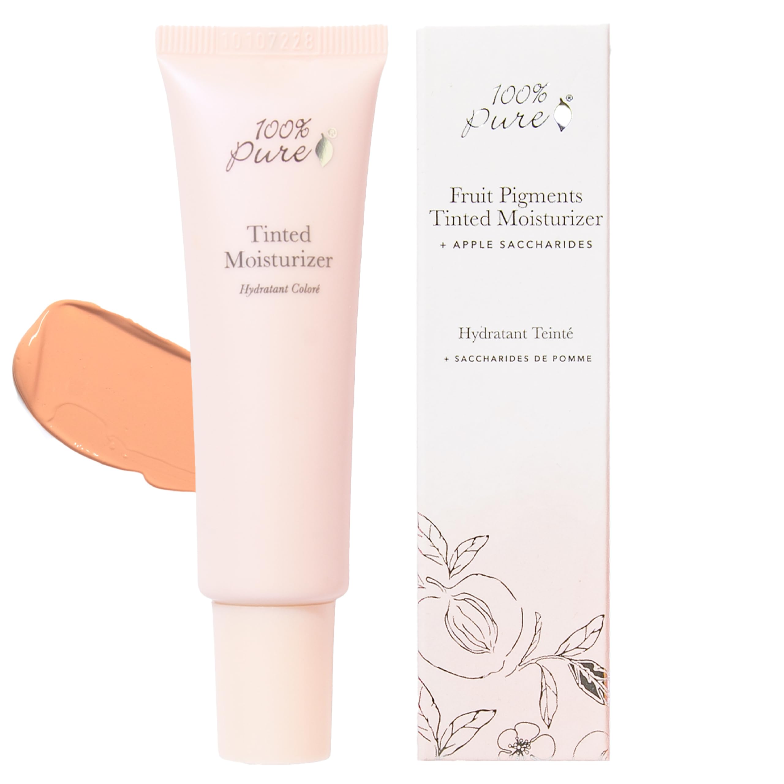 100% Pure Tinted Moisturizer – Golden Peach, Light–Medium Coverage, Dewy Glow, Vegan