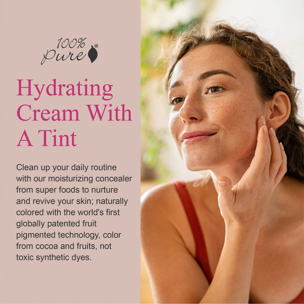 100% PURE Tinted Moisturizer White Peach – Light to Medium Coverage, Dewy Glow, Vegan