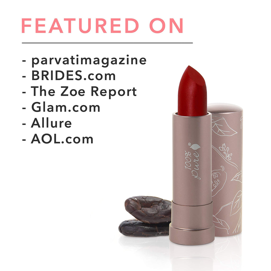 100% PURE Cocoa Butter Matte Lipstick – Blood Orange (Classic Brick Red) 0.15 oz