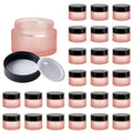 11 Hoa Kinh 1oz Pink Frosted Glass Jars – 25-Pack with Lids & Inner Liners for Travel Cosmetics