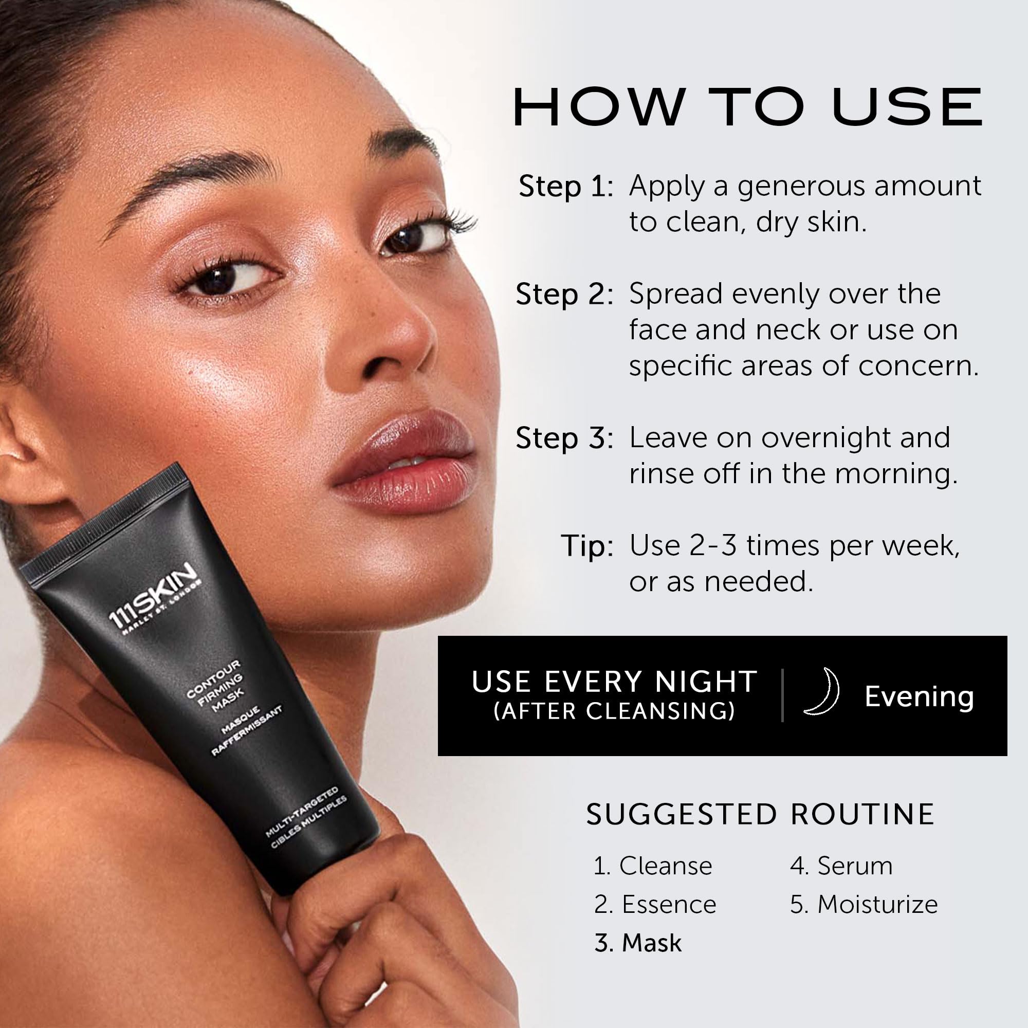 111SKIN Black Diamond Contour Firming Mask | Overnight Hydration with Hyaluronic Acid & Diamond Peptides