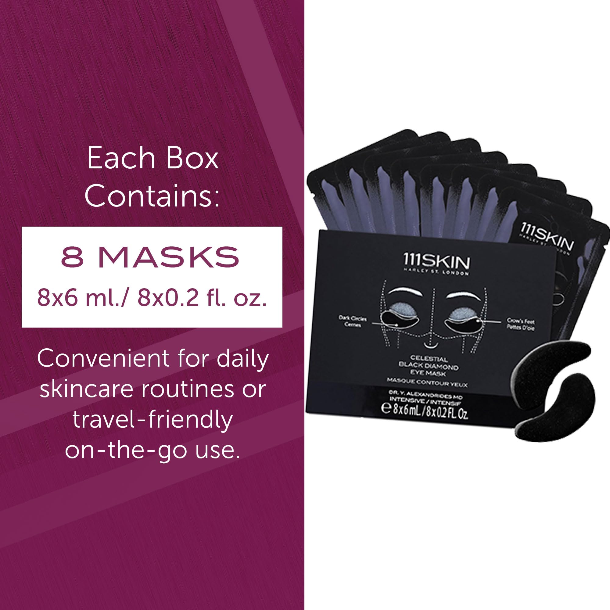 111SKIN Black Diamond Eye Mask – Hydrating Undereye Patches with Retinol, Hyaluronic Acid & Niacinamide (8 Pairs)