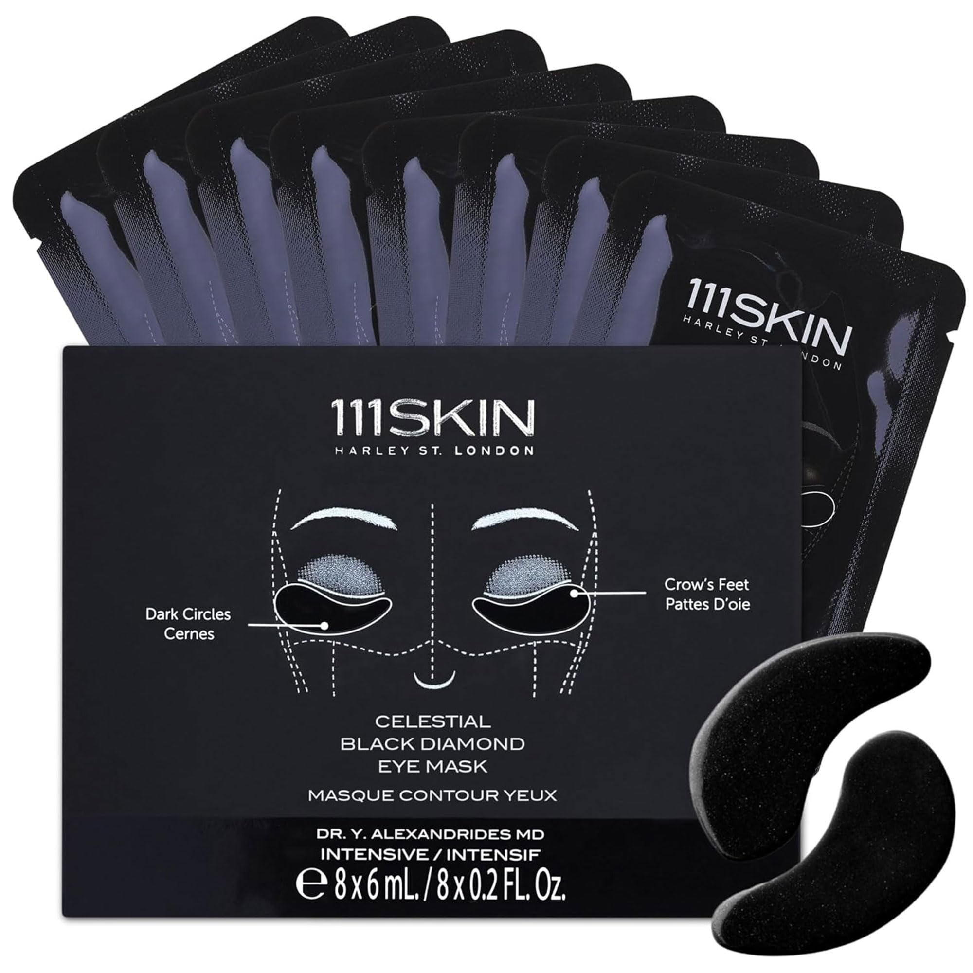 111SKIN Black Diamond Eye Mask – Hydrating Undereye Patches with Retinol, Hyaluronic Acid & Niacinamide (8 Pairs)