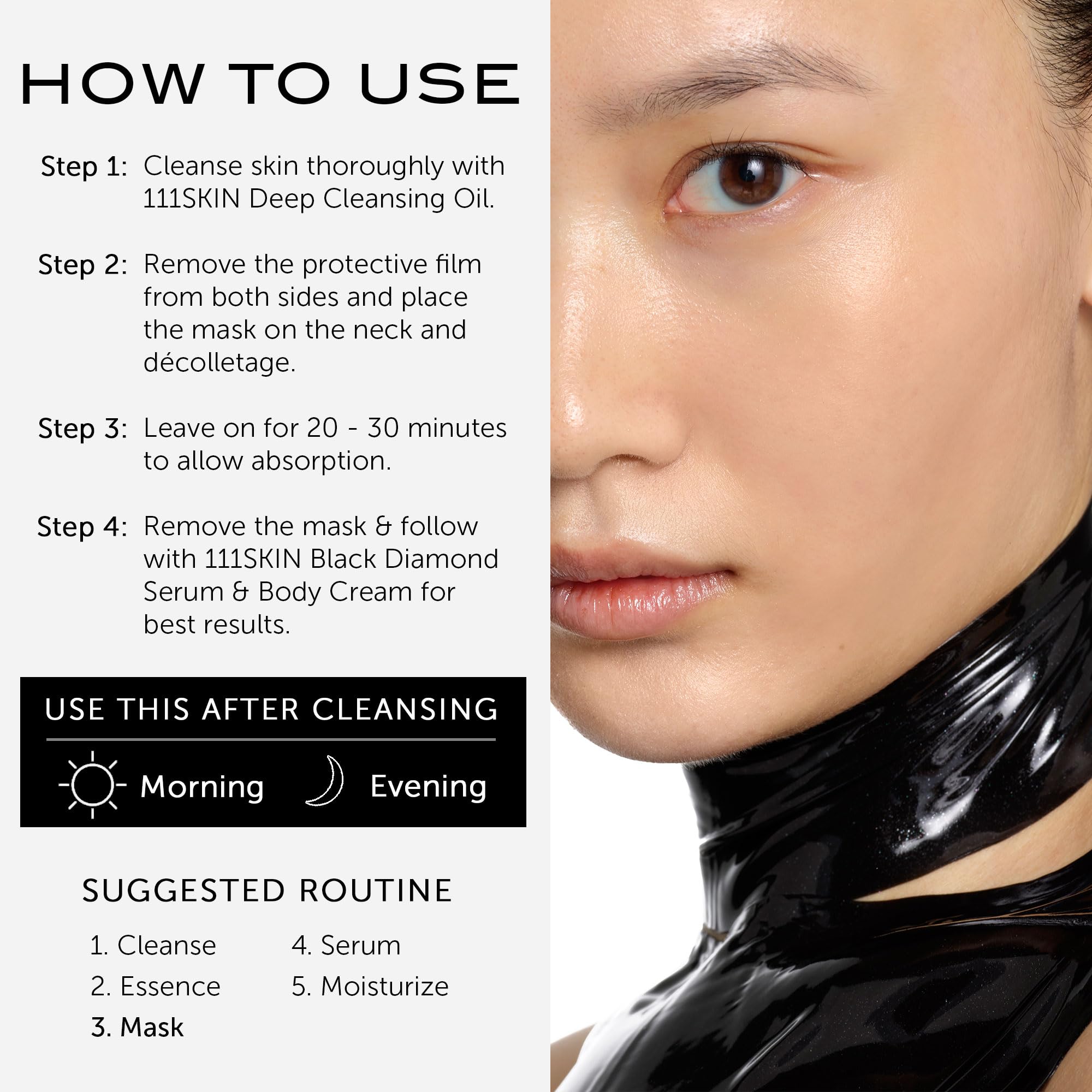 111SKIN Black Diamond Lifting & Firming Neck Mask – Peptide & Niacinamide Hydrogel, 5 Sheet Masks