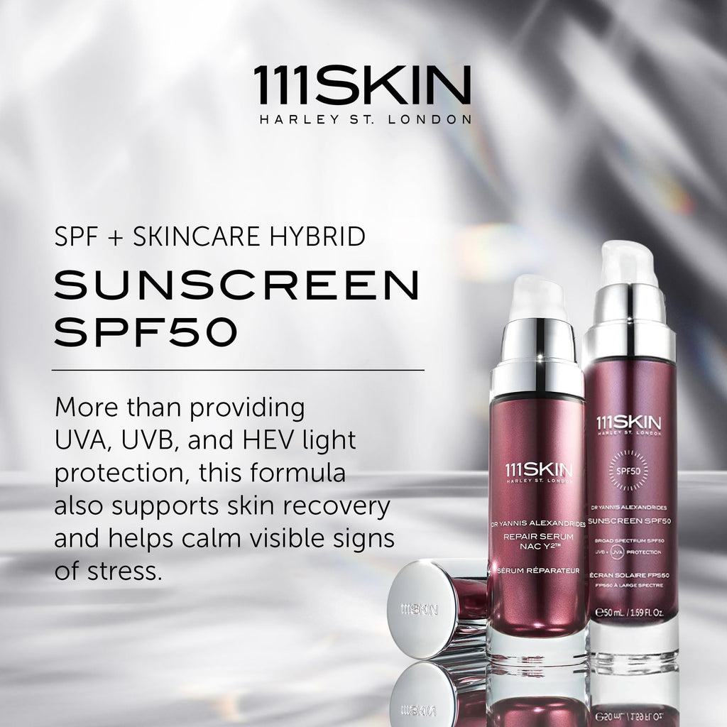 111SKIN Sunscreen SPF 50 – Mineral, Non-Greasy Daily Protection (UVA/UVB + Blue Light)