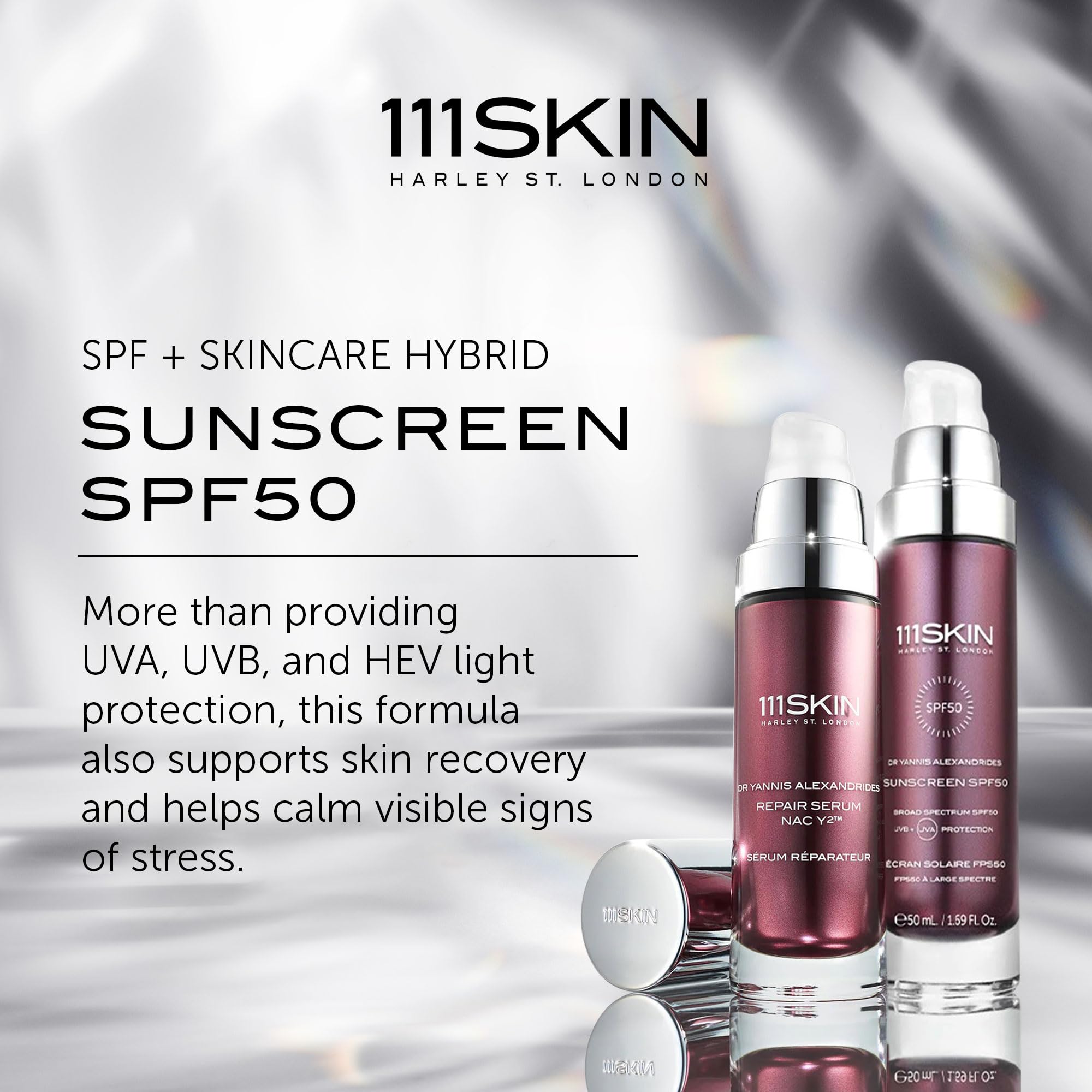 111SKIN Sunscreen SPF 50 – Mineral, Non-Greasy Daily Protection (UVA/UVB + Blue Light)