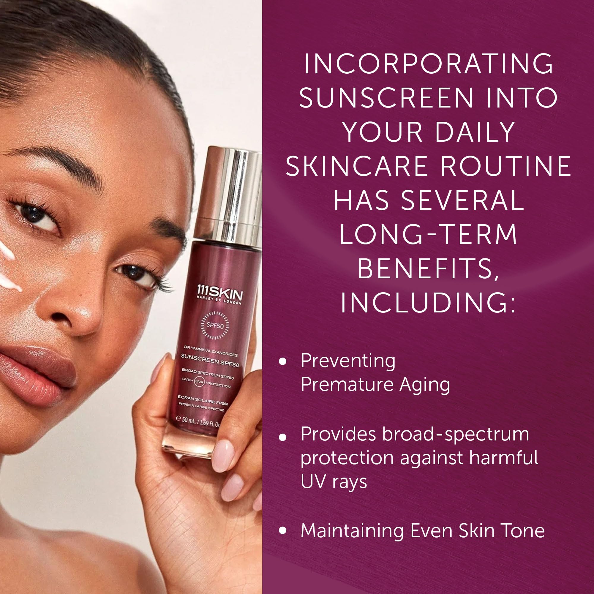 111SKIN Sunscreen SPF 50 – Mineral, Non-Greasy Daily Protection (UVA/UVB + Blue Light)