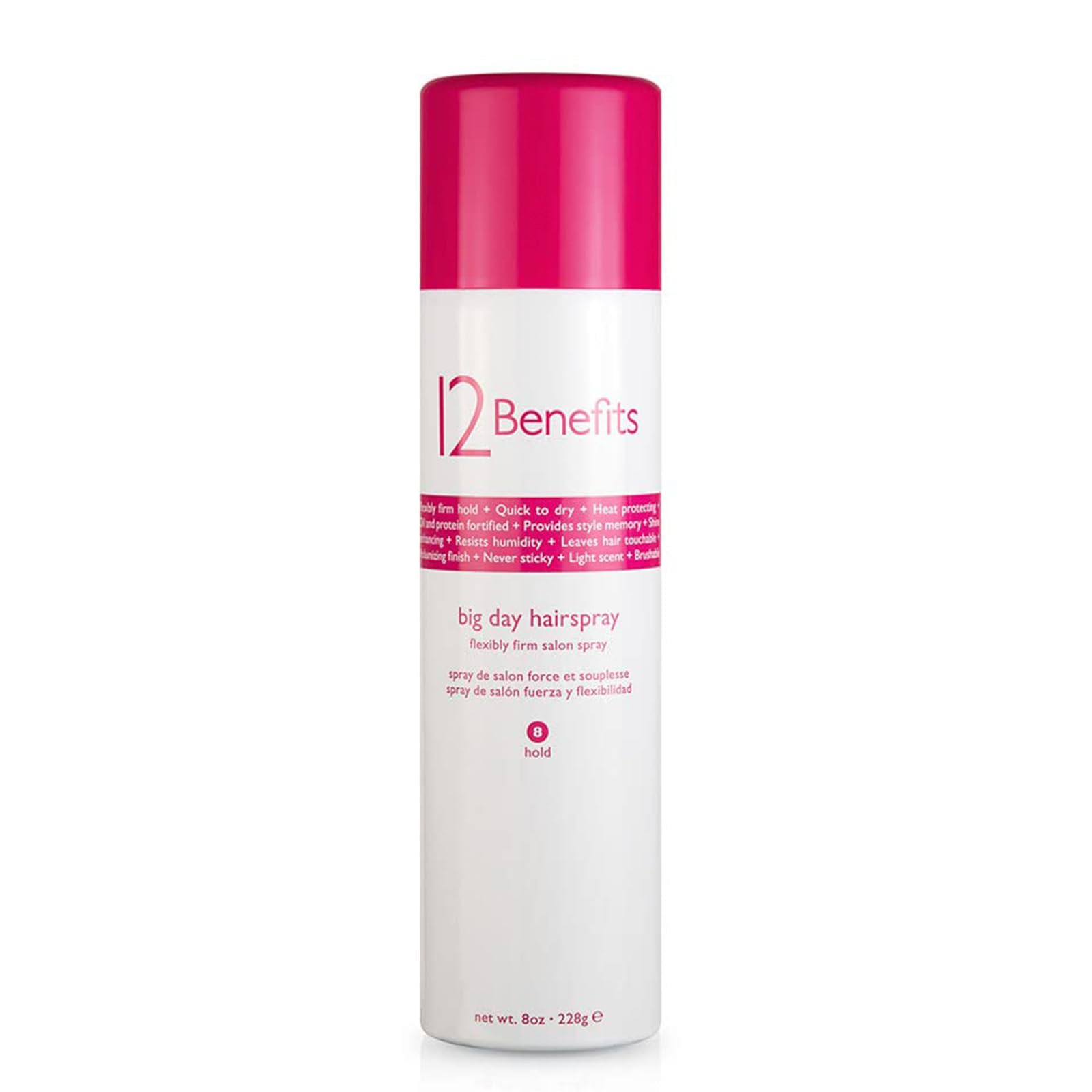 12 Benefits Big Day Hairspray – Long-Lasting Hold, Heat Protection & Humidity Shield (8 Oz)