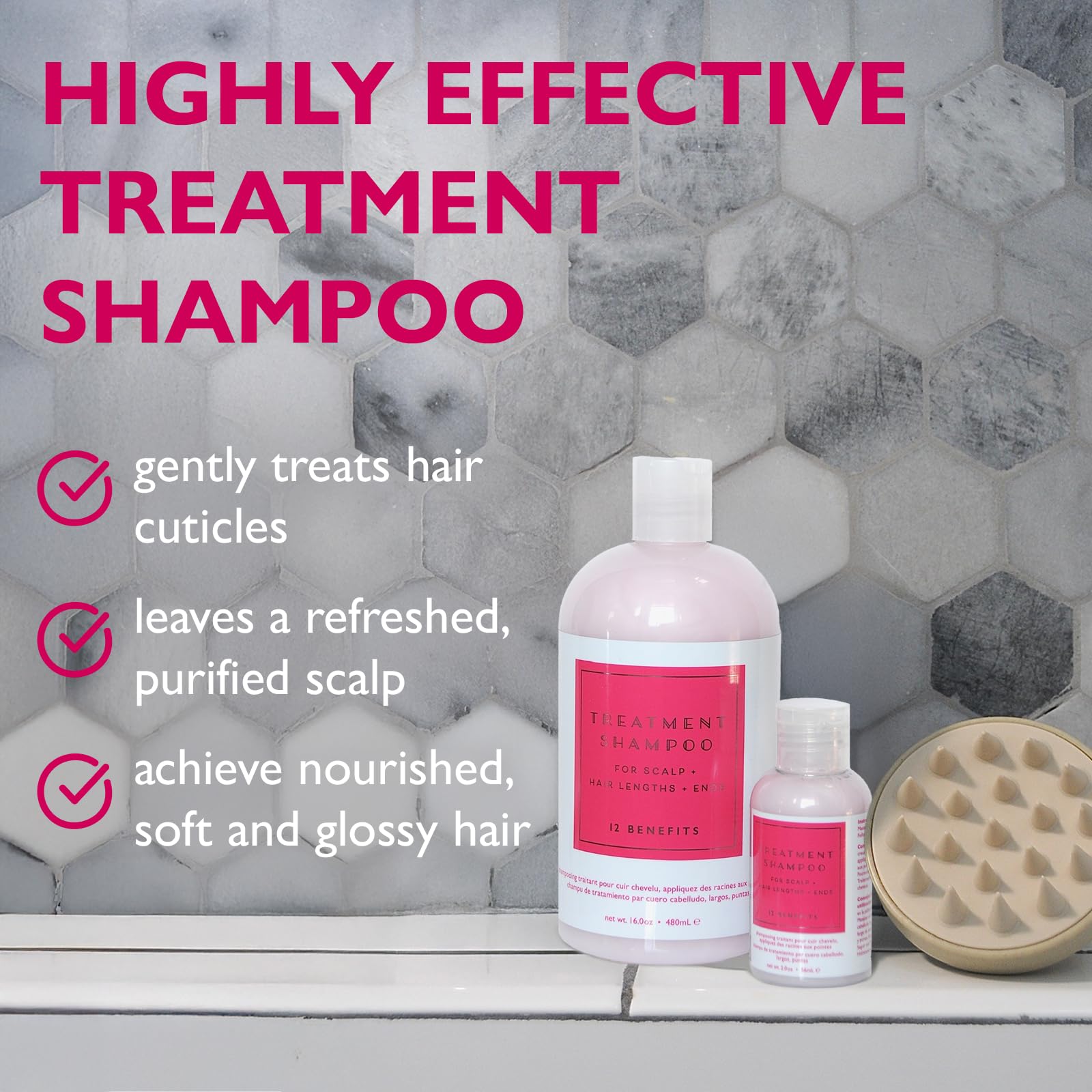 12 Benefits Treatment Shampoo – Hydrating, Sulfate-Free Cleanser for Dry, Damaged, Color-Treated Hair | 16 oz