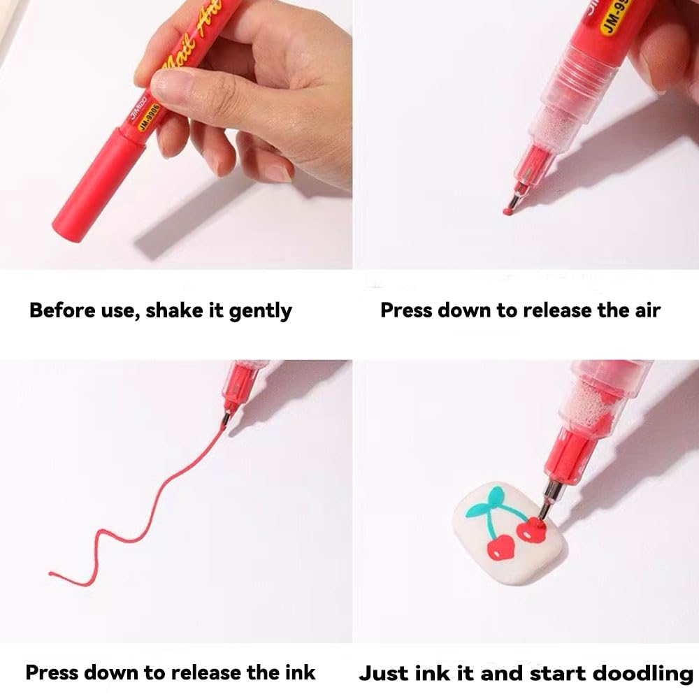 12 Colors Nail Art Pens Set | 0.5mm Quick-Dry Nail Markers for DIY Manicure