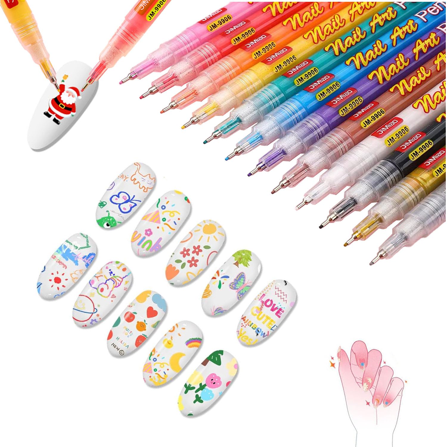 12 Colors Nail Art Pens Set | 0.5mm Quick-Dry Nail Markers for DIY Manicure