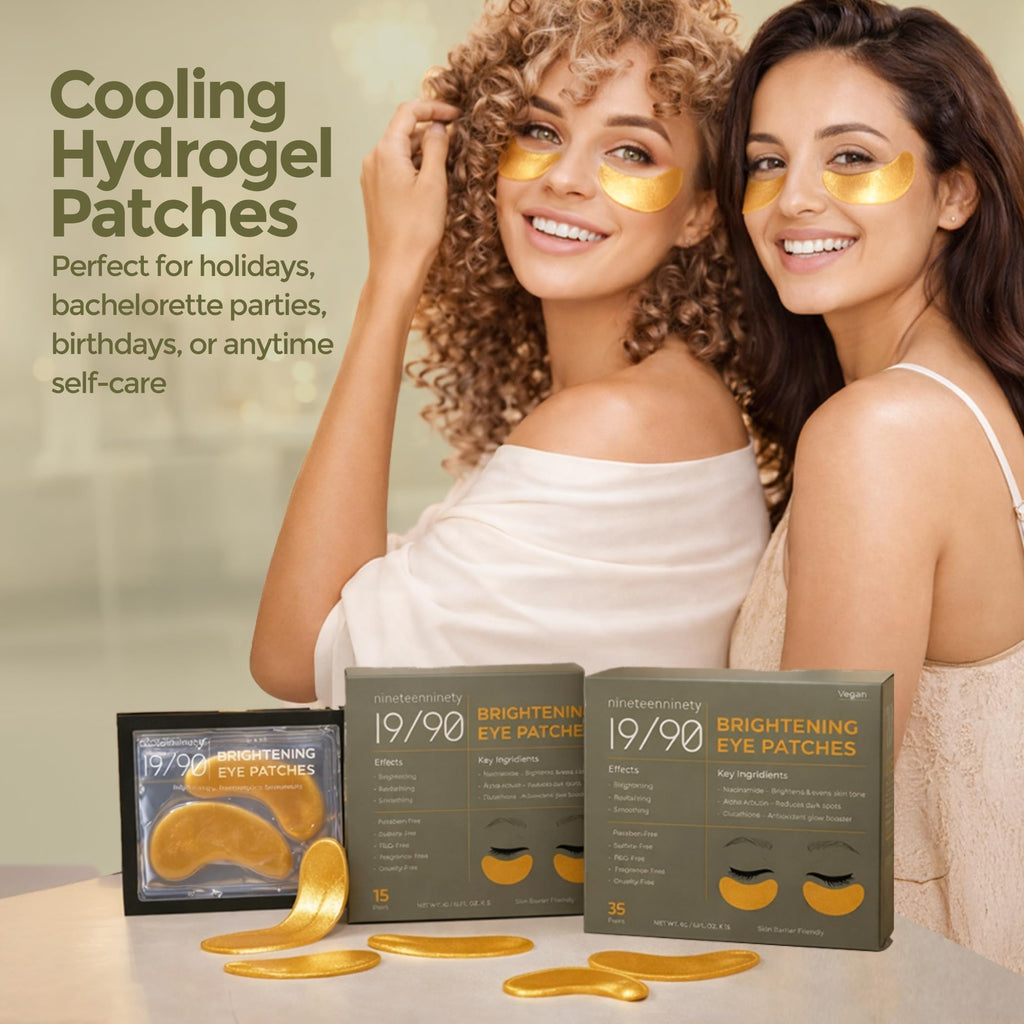 19/90 Gold Under Eye Patches – Caffeine, Niacinamide & Collagen | Depuff & Brighten (30 Pairs)