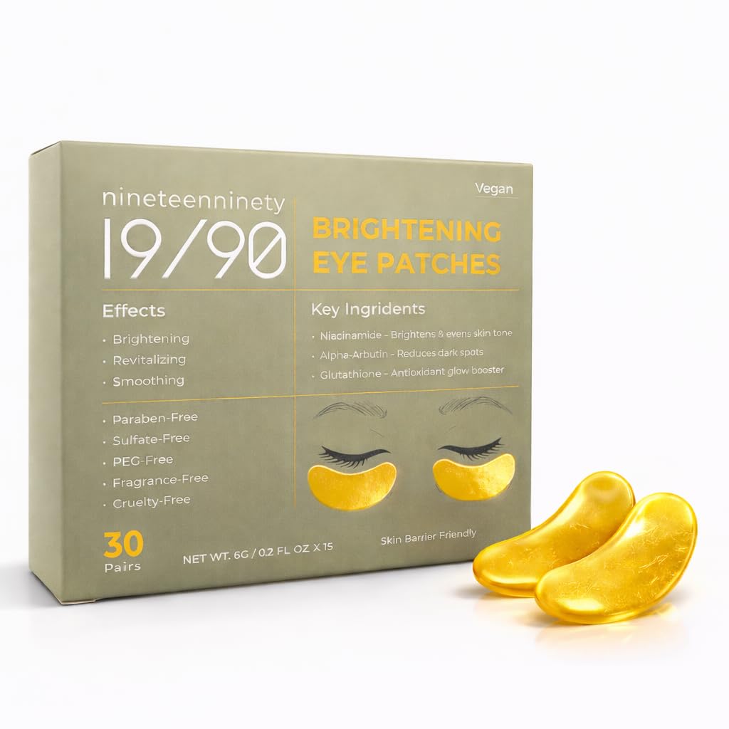 19/90 Gold Under Eye Patches – Caffeine, Niacinamide & Collagen | Depuff & Brighten (30 Pairs)
