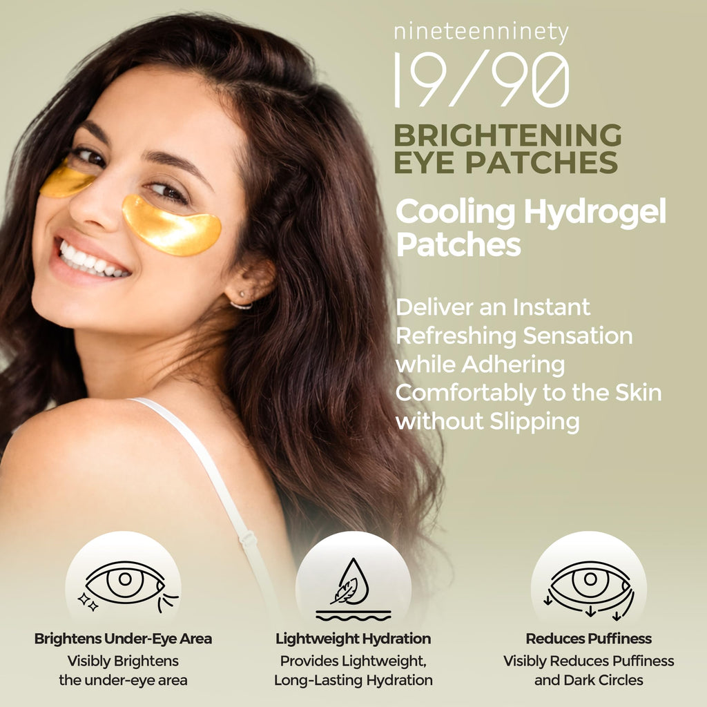 19/90 Gold Under Eye Patches – Caffeine, Niacinamide & Collagen | Depuff & Brighten (30 Pairs)