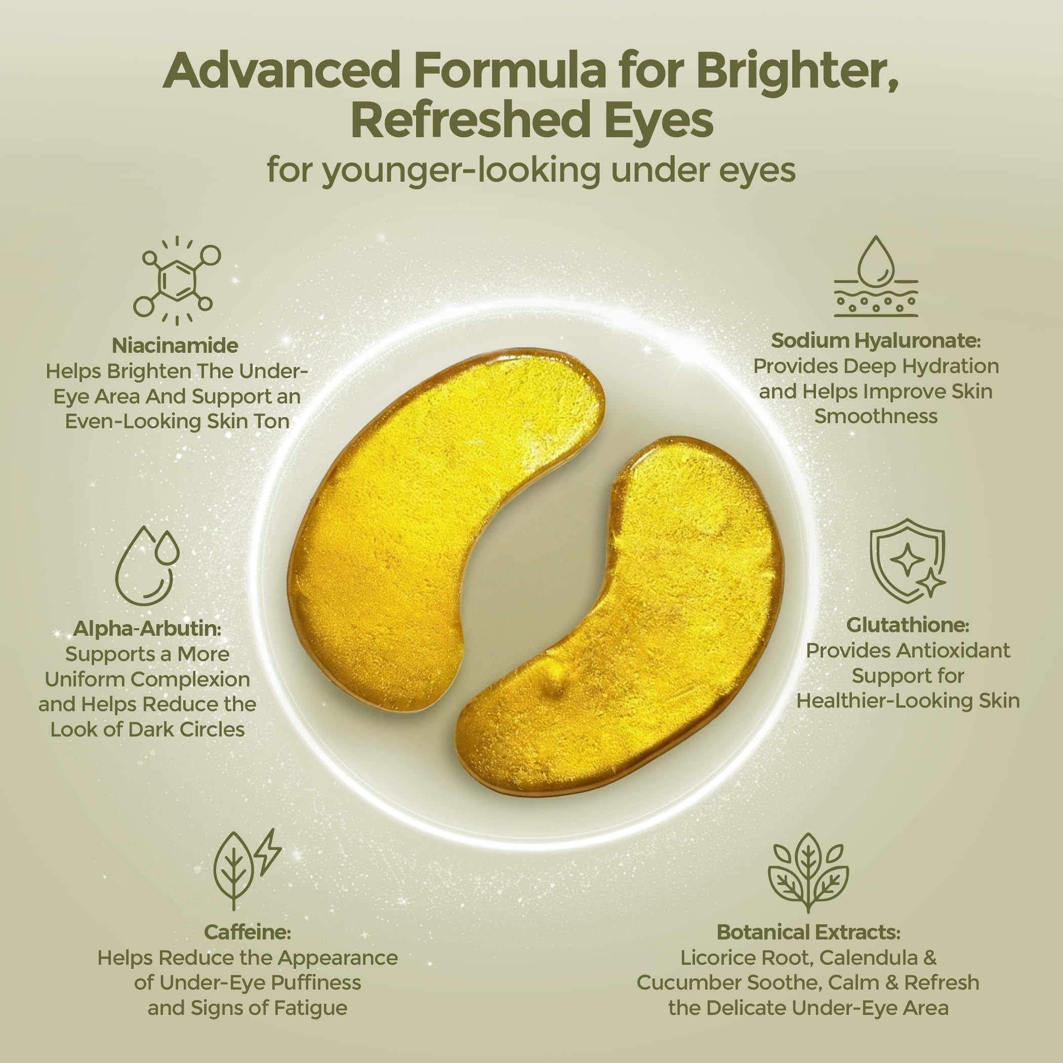 19/90 Gold Under Eye Patches – Caffeine, Niacinamide & Collagen | Depuff & Brighten (30 Pairs)