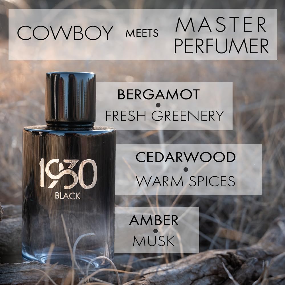 1930S Men's Black Cologne by STS Ranch — Bold & Rugged Woody Spicy Scent, 100 ml